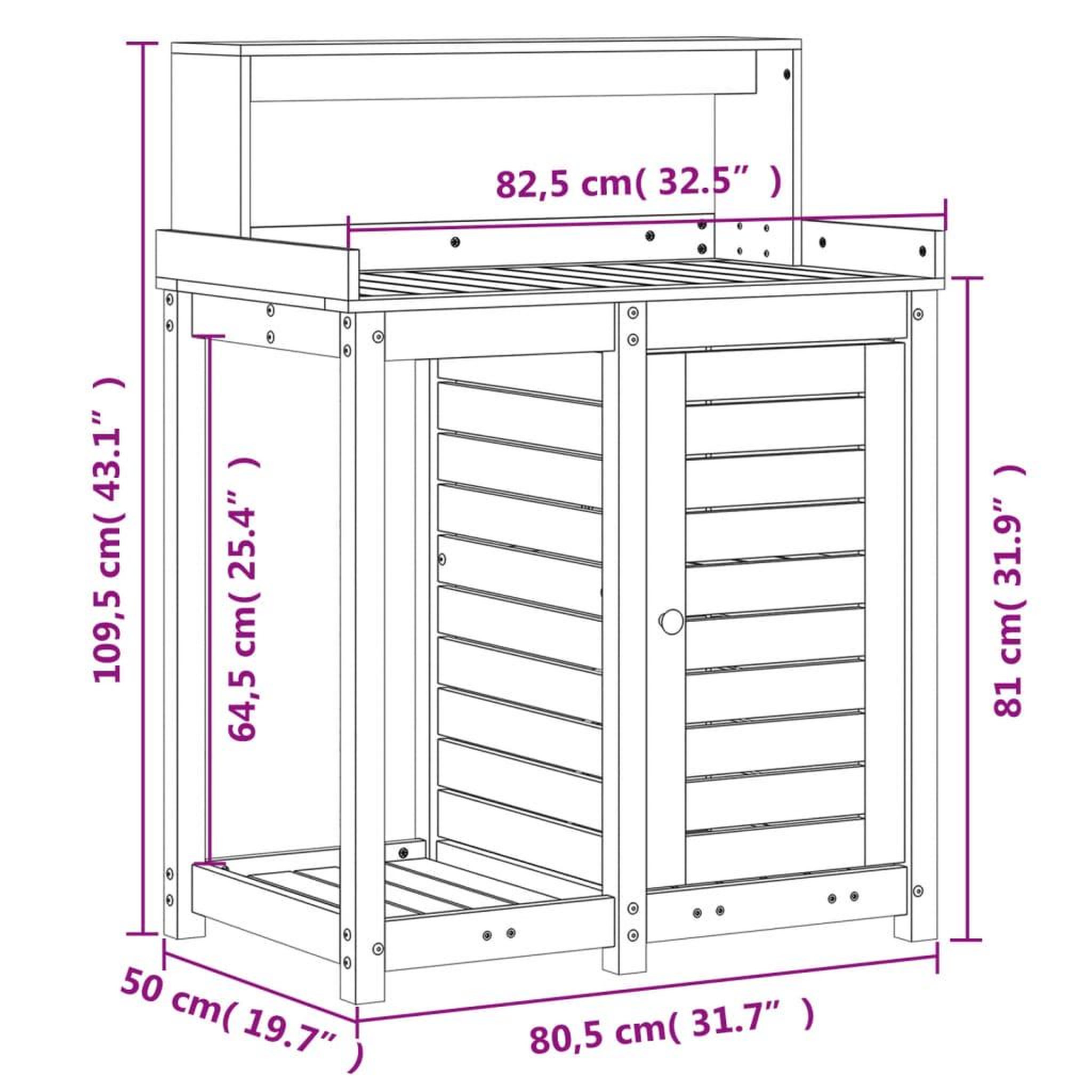 Voir la diapositive 6 : VIDAXL Table de rempotage avec etageres bois massif de douglas