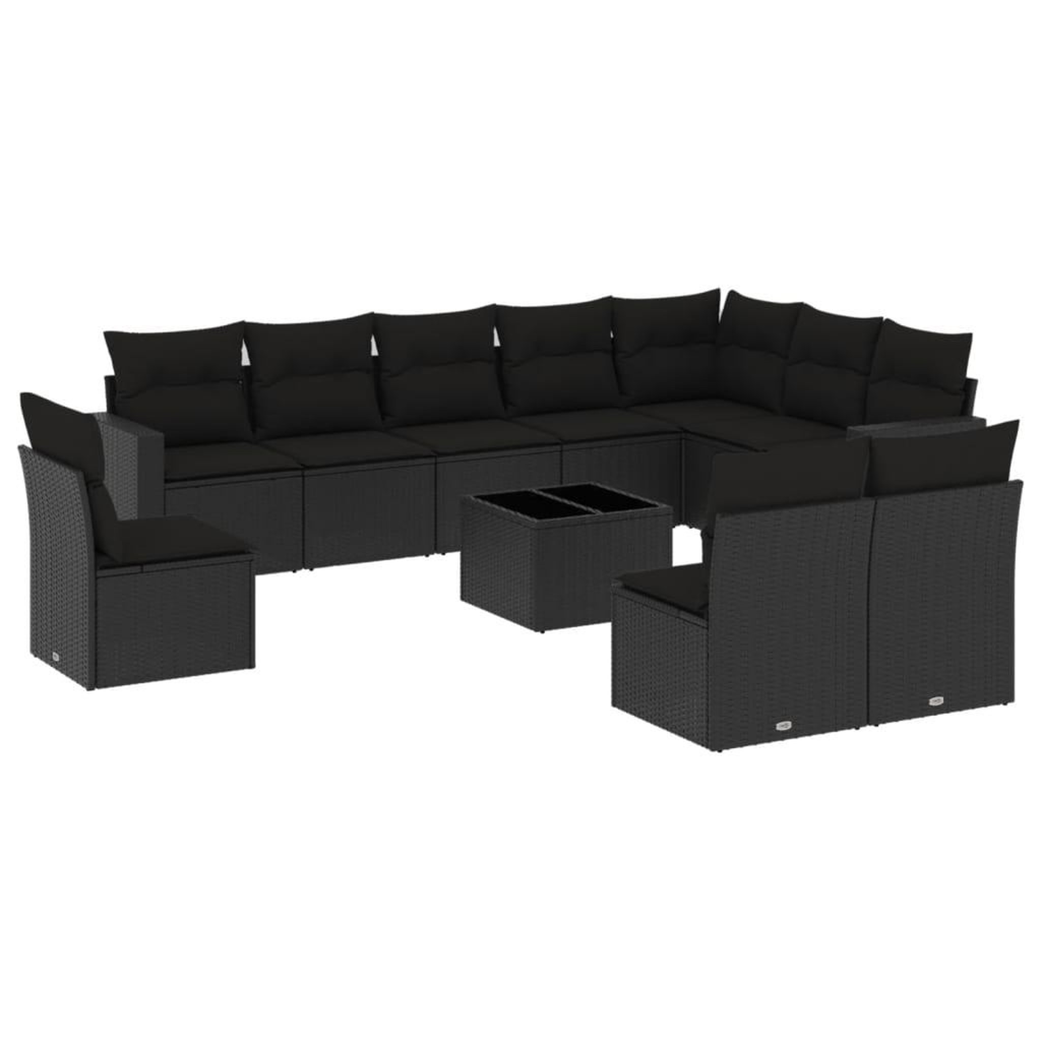 Voir la diapositive 2 : VIDAXL Salon de jardin 11 pcs avec coussins noir resine tressee