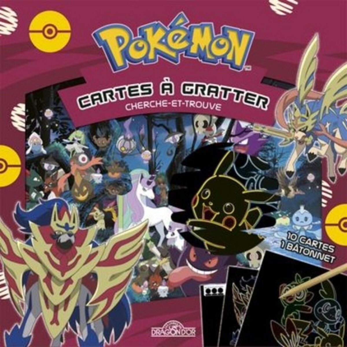  POKEMON CARTES A GRATTER. CHERCHE-ET-TROUVE. AVEC 10 CARTES ET 1 BATONNET, The Pokémon Company