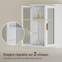 Voir la diapositive 5 : HOMCOM Armoire murale métal salle de bain étagère 2 portes acrylique cannelé 40 x 14 x 50 cm blanc doré