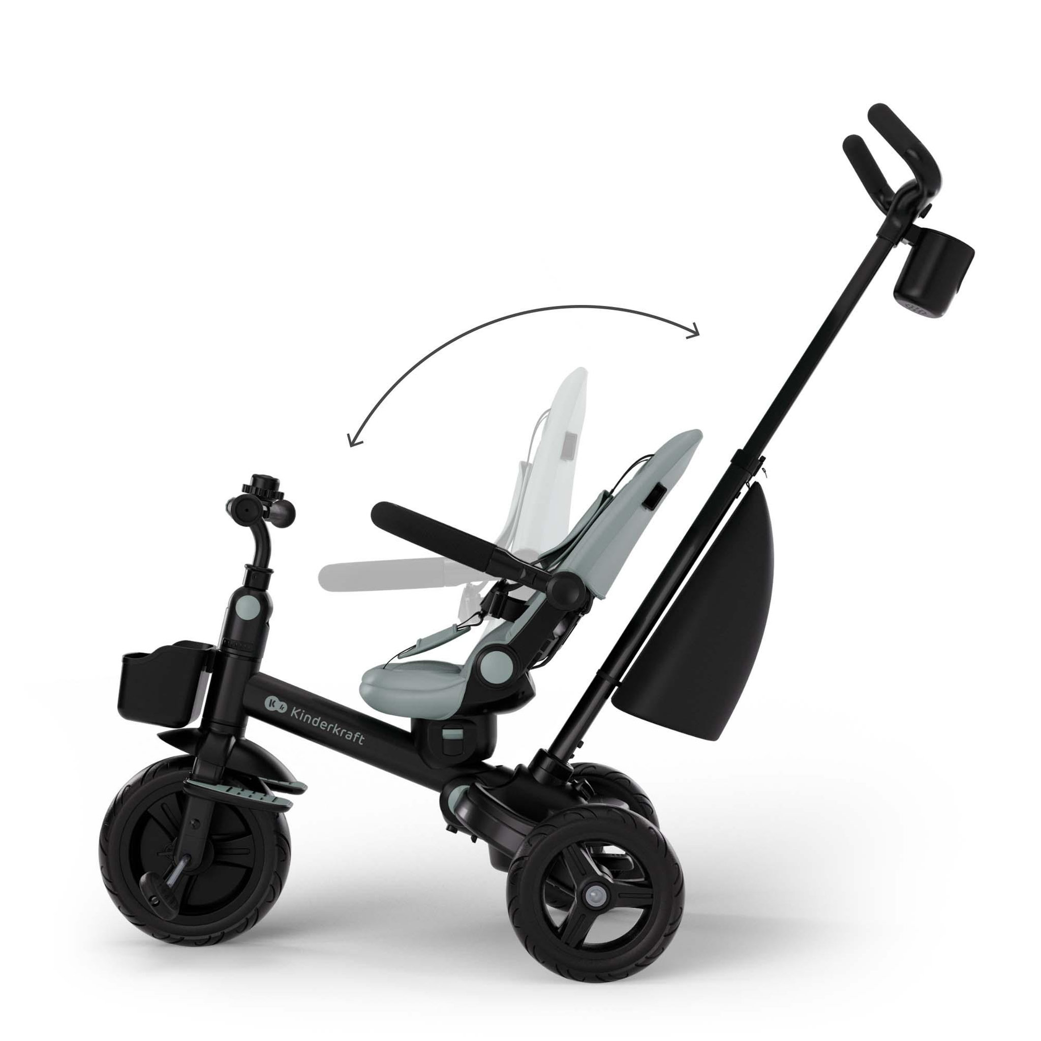 Voir la diapositive 3 : KINDERKRAFT Tricycle Kinderkraft AVEO 2 PLUS 6-en-1 évolutif, siège 360°, position allongée, canopy UPF50+, pliage rapide, Vert