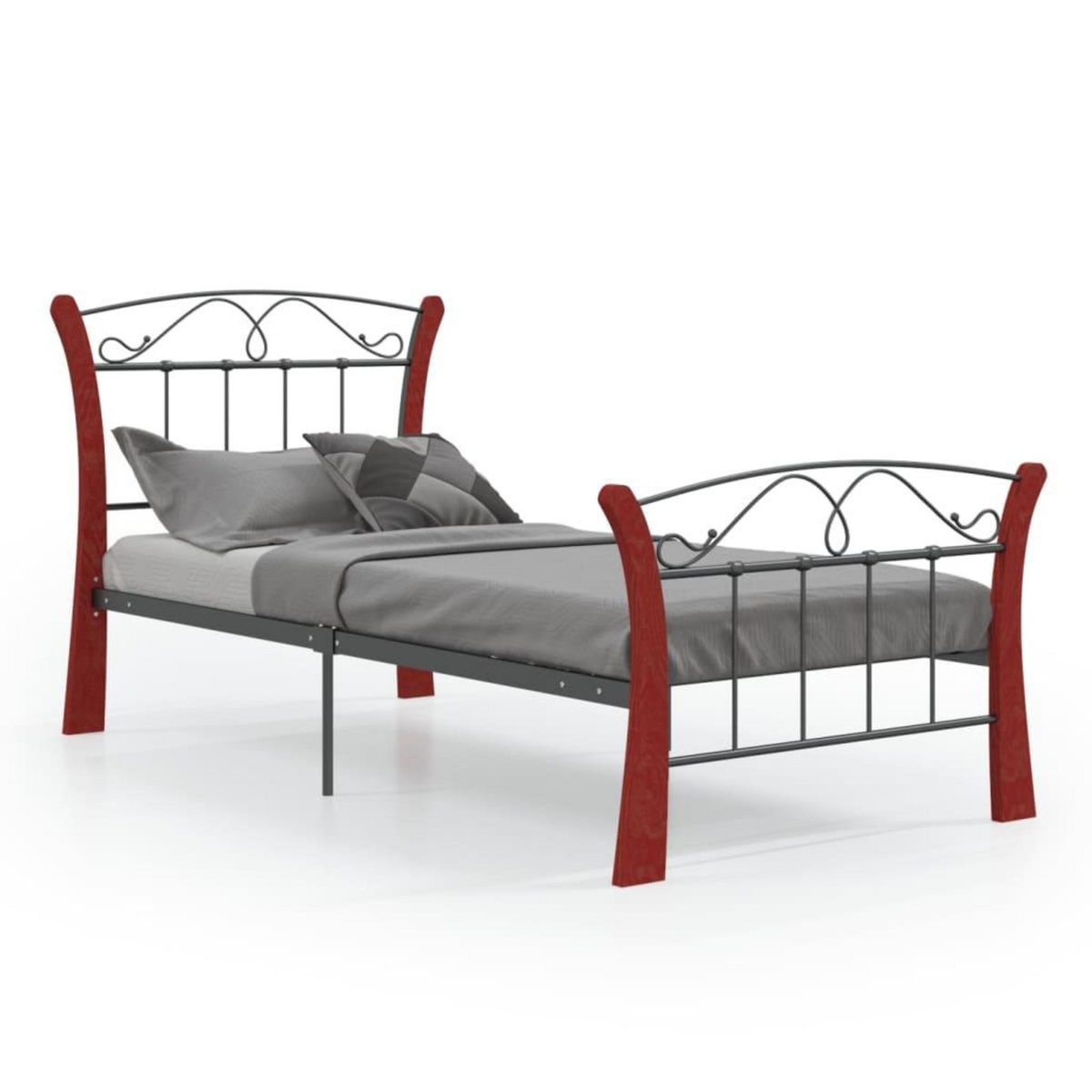 VIDAXL Cadre de lit sans matelas noir metal 90x200 cm