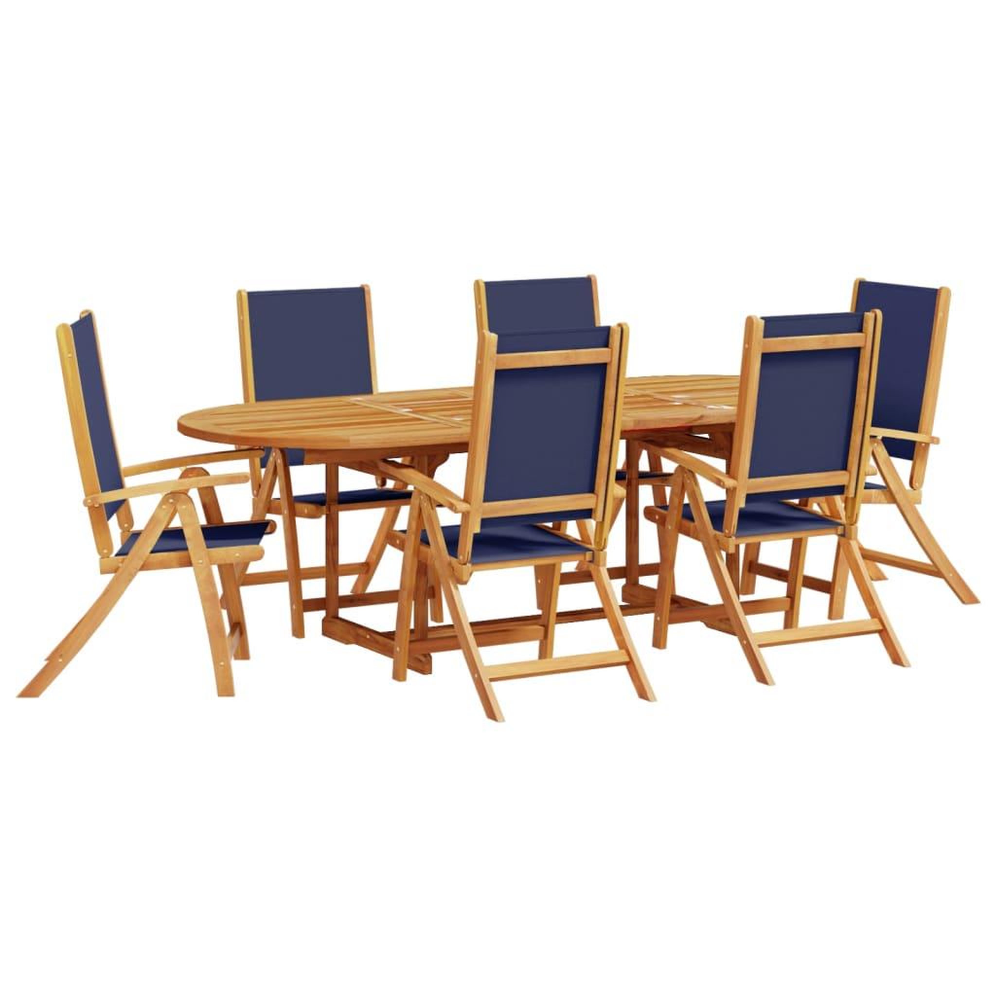 Voir la diapositive 2 : VIDAXL Ensemble a Manger de jardin 7pcs bois d'acacia solide textilene