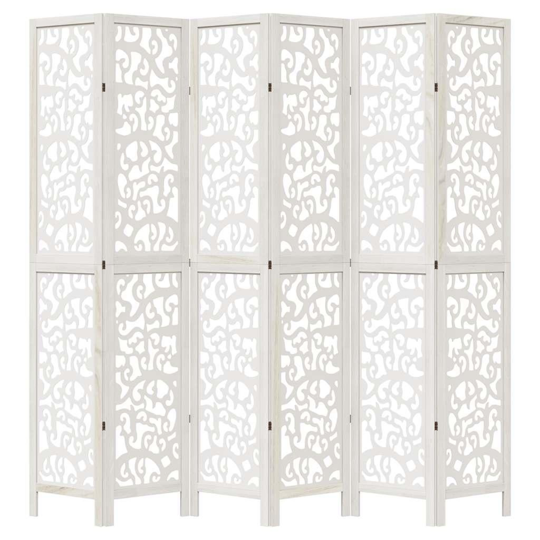 Voir la diapositive 4 : VIDAXL Cloison de separation 6 panneaux blanc bois de paulownia massif