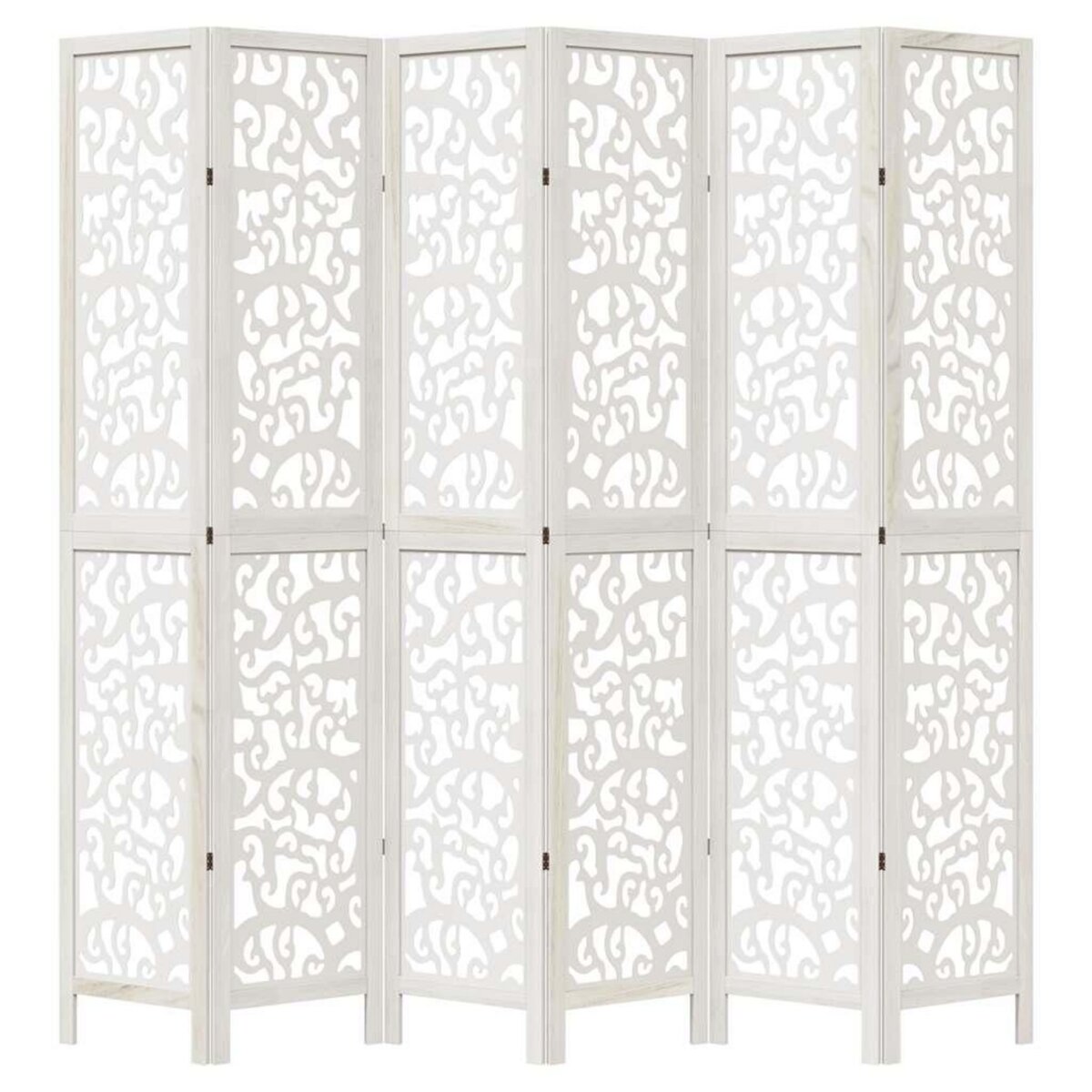 VIDAXL Cloison de separation 6 panneaux blanc bois de paulownia massif