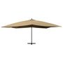 Voir la diapositive 3 : VIDAXL Parasol de jardin en porte-a-faux avec mat en bois taupe