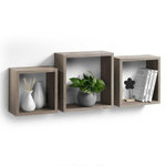 Paris Prix Lot de 3 Étagères Murales  Cube  30cm Chêne