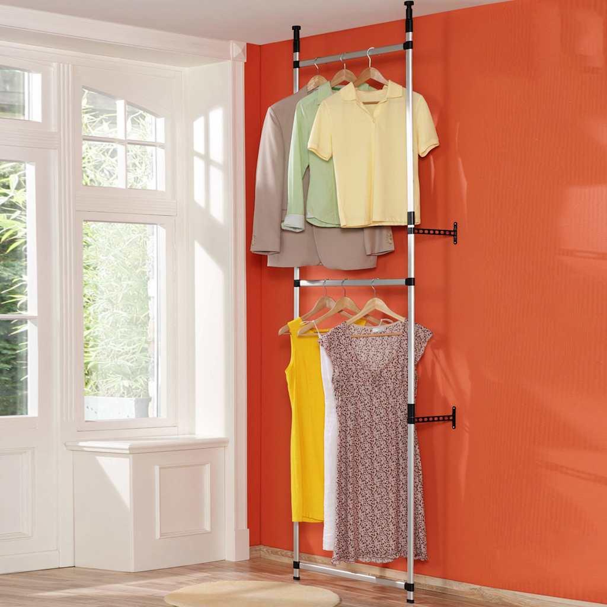 Voir la diapositive 4 : VIDAXL Systeme de garde-robe telescopique avec barres aluminium