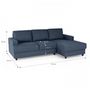 Voir la diapositive 4 : MARKET24 Canapé d'angle droit 4 places - Tissu bleu - Contemporain - L 215 x P 140 H 86 cm - PAUL
