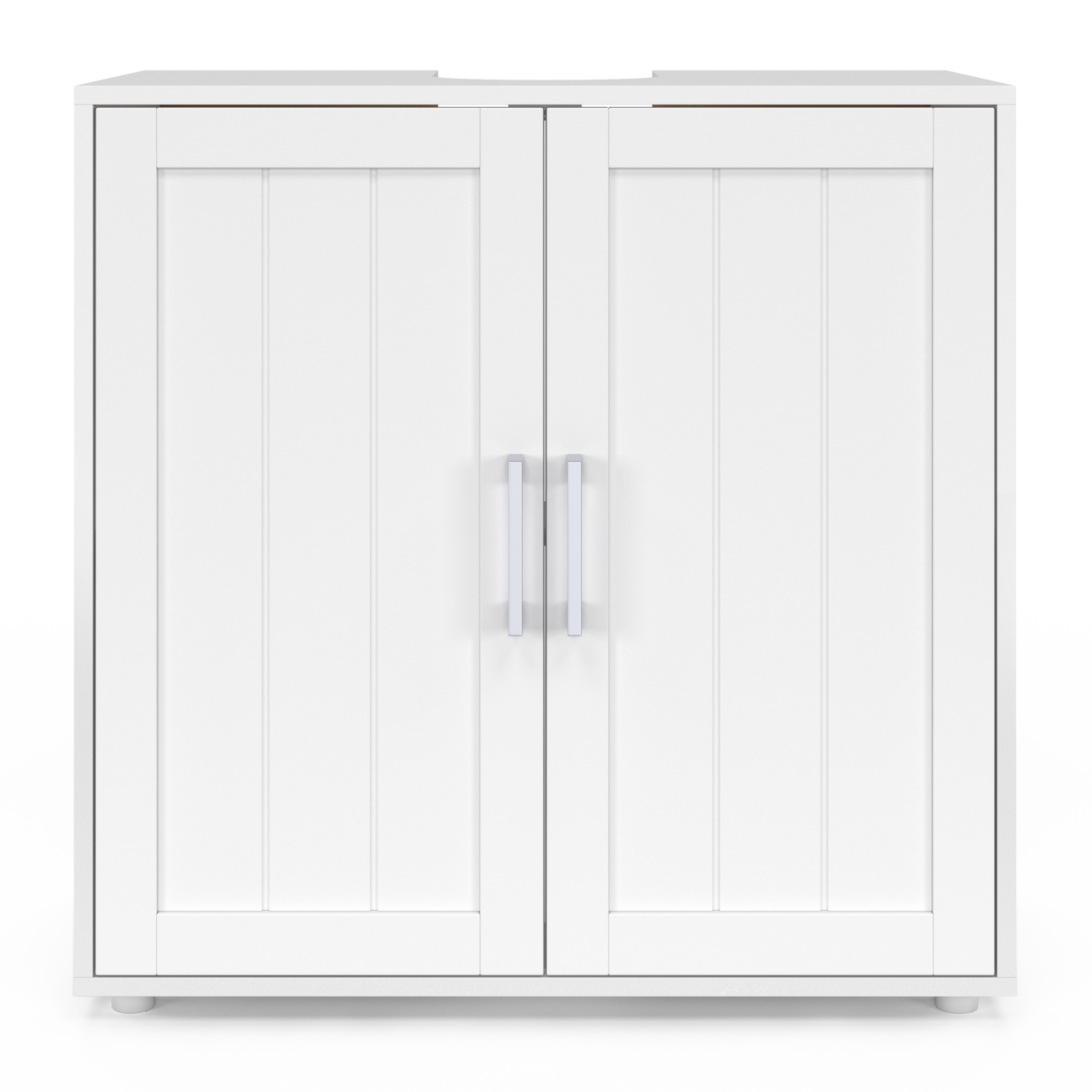 Voir la diapositive 3 : ID MARKET Meuble sous lavabo salle de bain waldo bois blanc