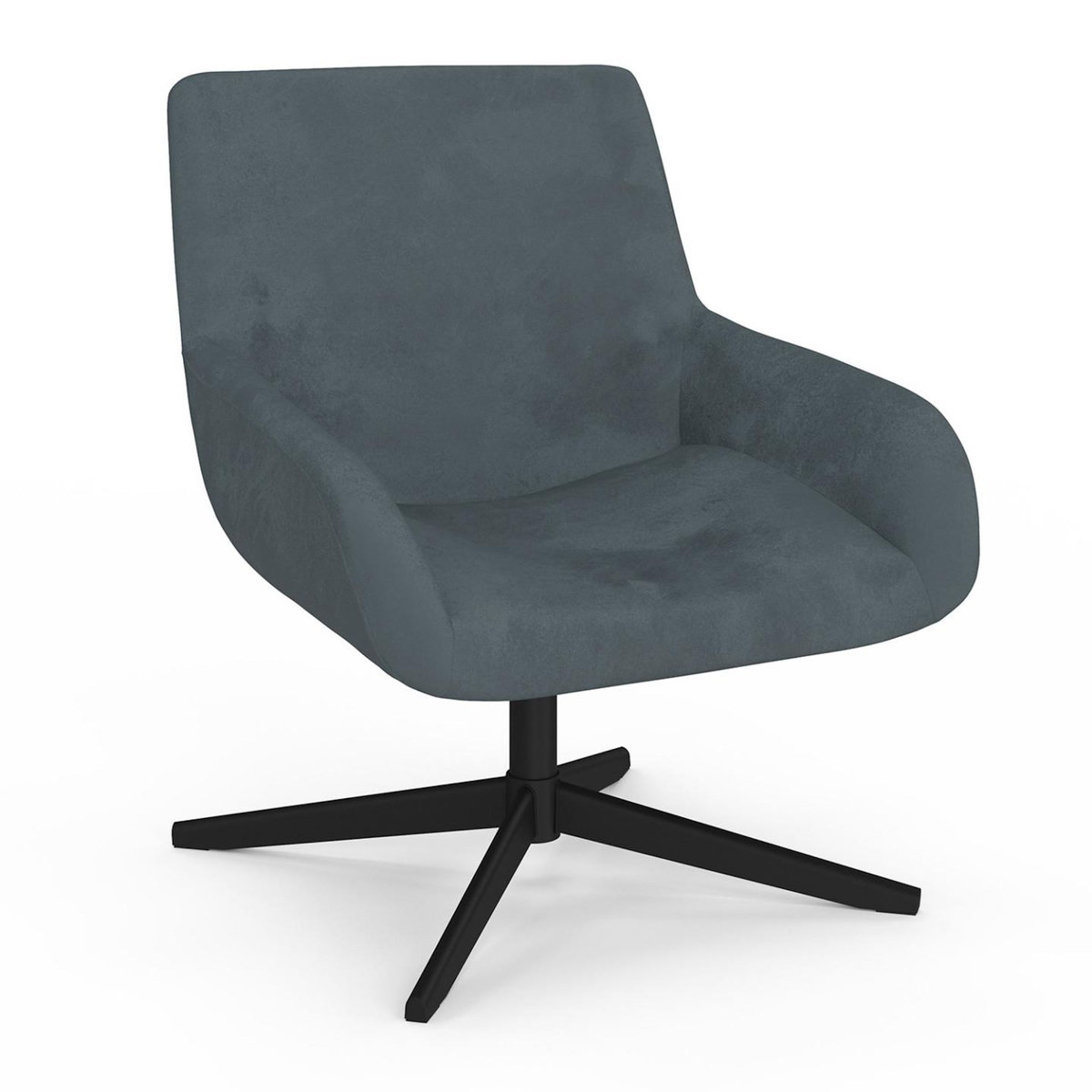 ID MARKET Fauteuil pivotant ALBUS en velours gris pieds noirs