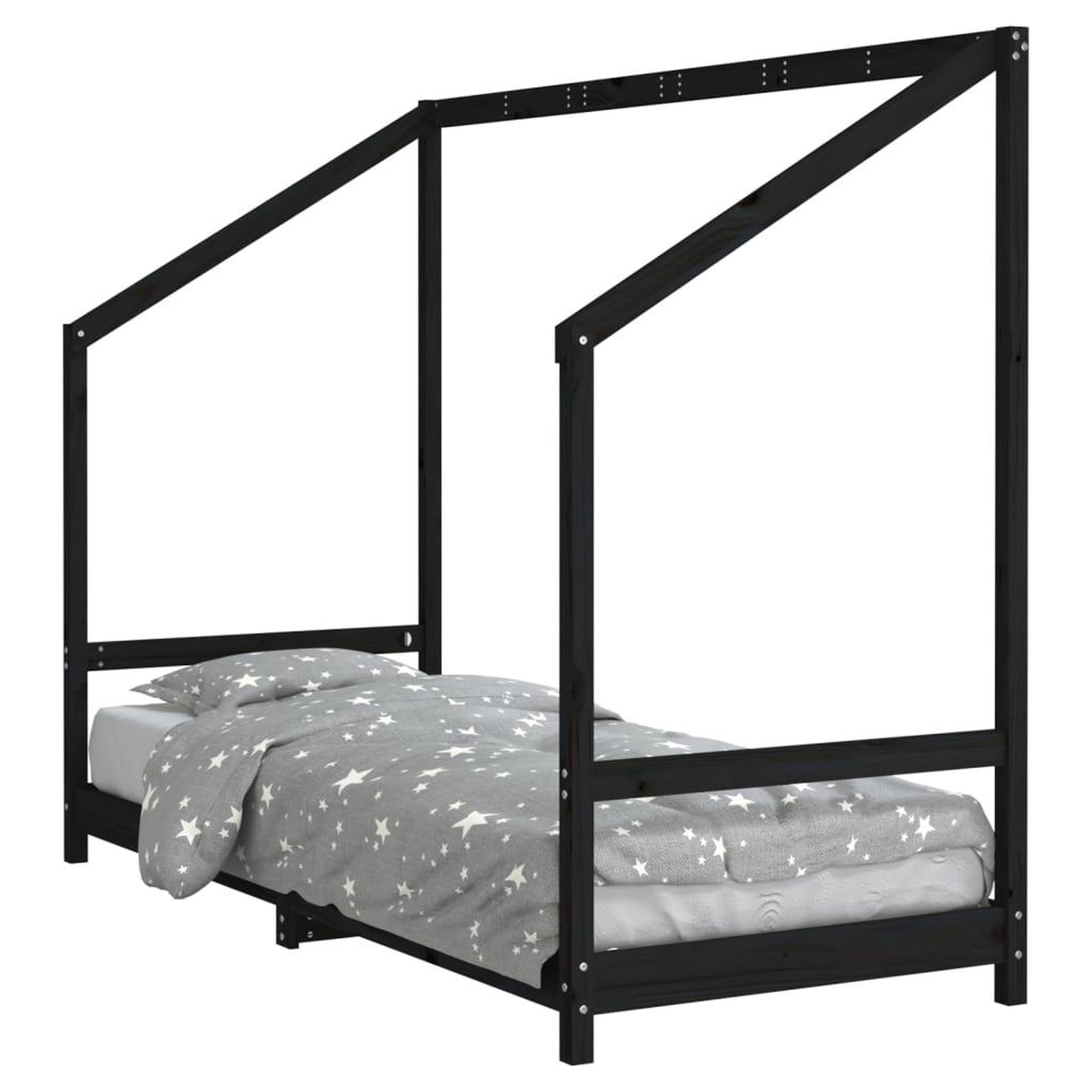 Voir la diapositive 2 : VIDAXL Cadre de lit pour enfants noir 80x200 cm bois de pin massif