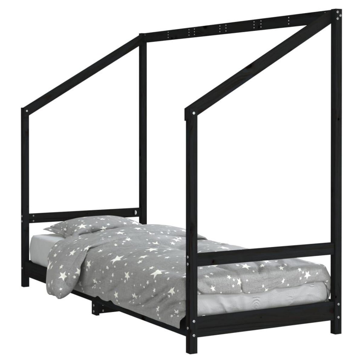 VIDAXL Cadre de lit pour enfants noir 80x200 cm bois de pin massif