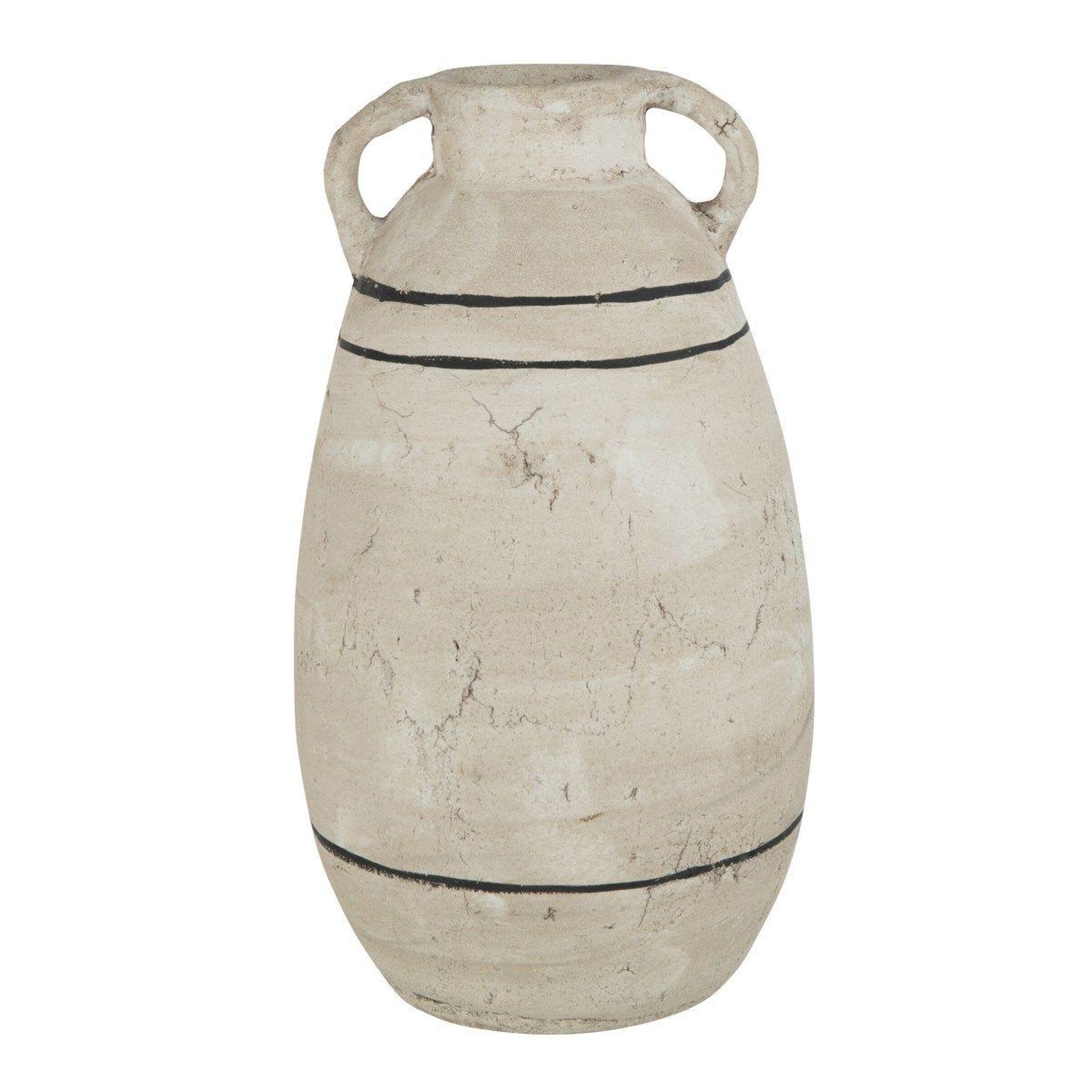Voir la diapositive 1 : J-LINE Cruche Design Ligne  Black Lombok  40cm Beige