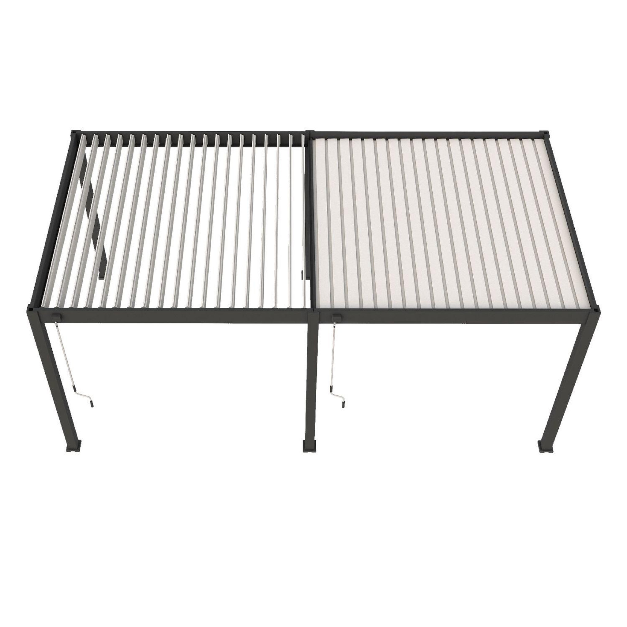 Voir la diapositive 6 : Pergola Bioclimatique autoportée 3x6 m - Aluminium Anthracite/blanc -  VS OmBREA®