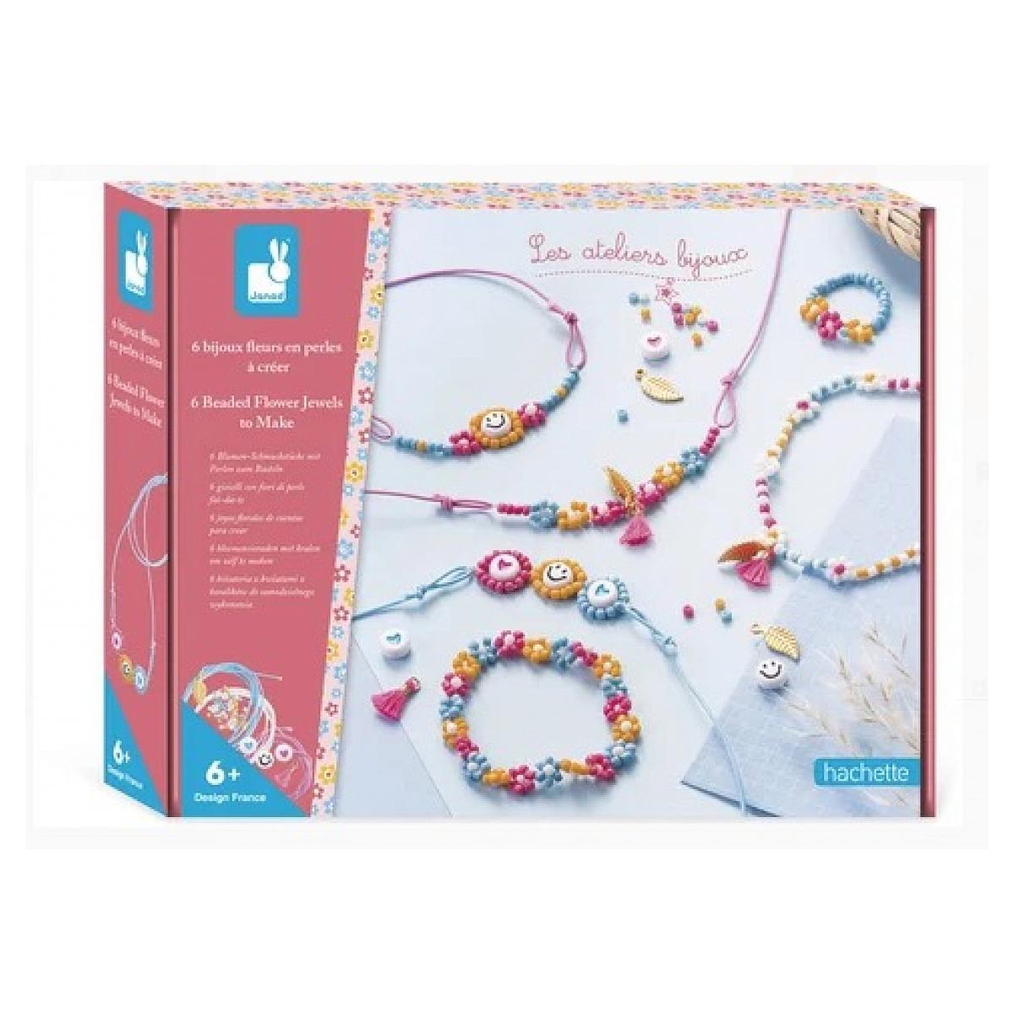 Juratoys-Janod 6 bijoux fleurs en perles a creer