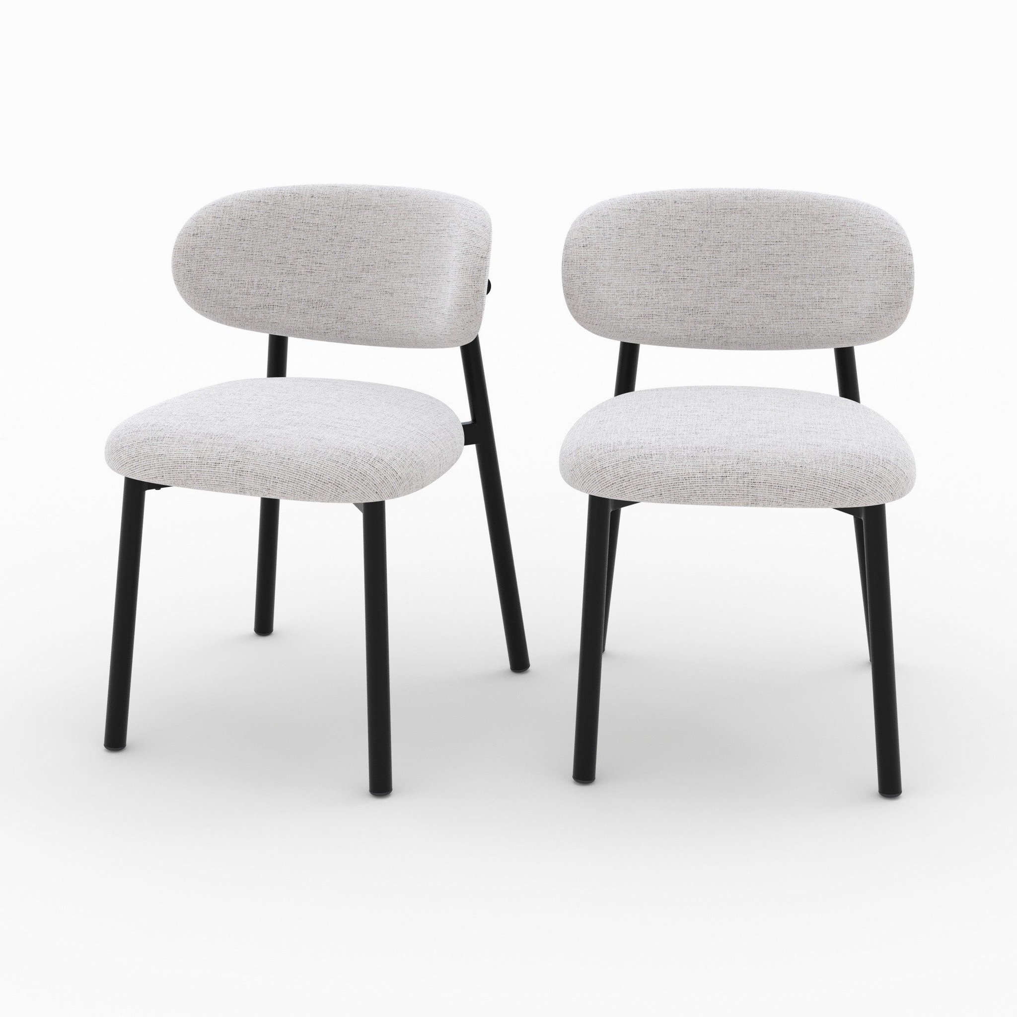 MAISON PAVANE Lot de 2 chaises en tissu gris clair chiné et pieds en métal noir-nao
