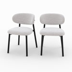 Rendez vous déco Lot de 2 chaises en tissu gris clair chiné et pieds en métal noir-Nao