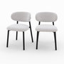 Voir la diapositive 1 : MAISON PAVANE Lot de 2 chaises en tissu gris clair chiné et pieds en métal noir-Nao