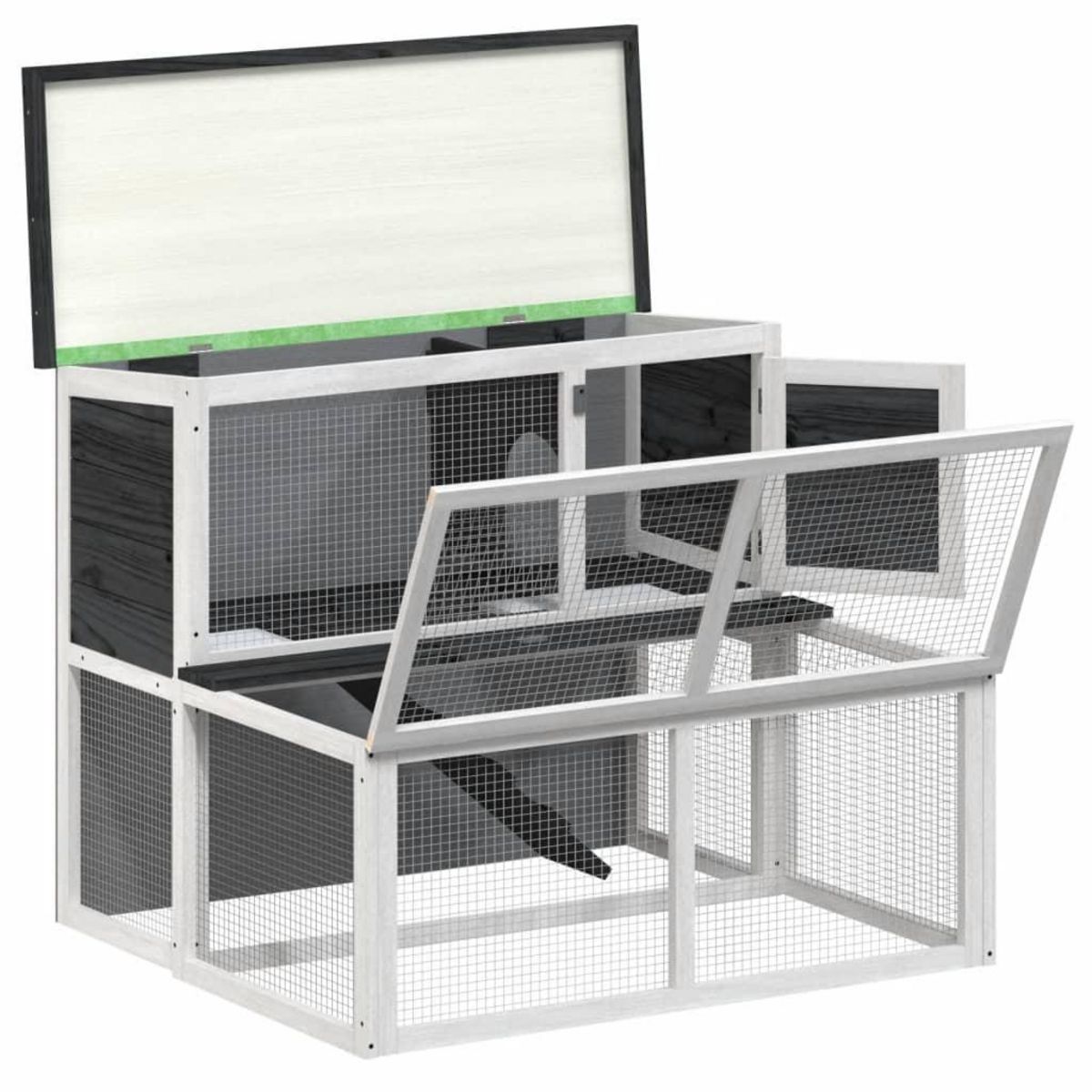 VIDAXL Clapier gris 102x90x84,5 cm bois de pin massif