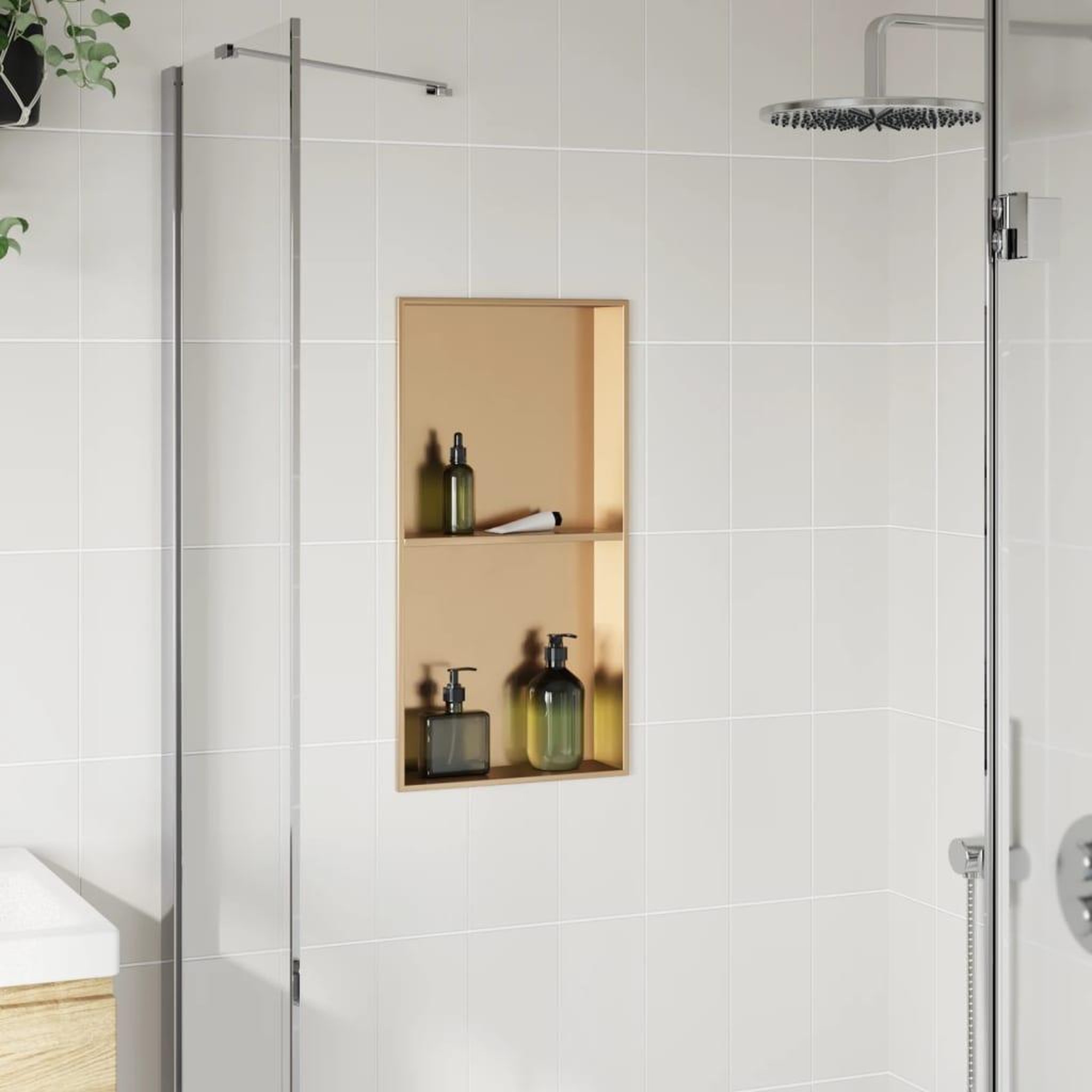 Voir la diapositive 3 : VIDAXL Niche de douche dore brosse 32x62x9 cm acier inoxydable