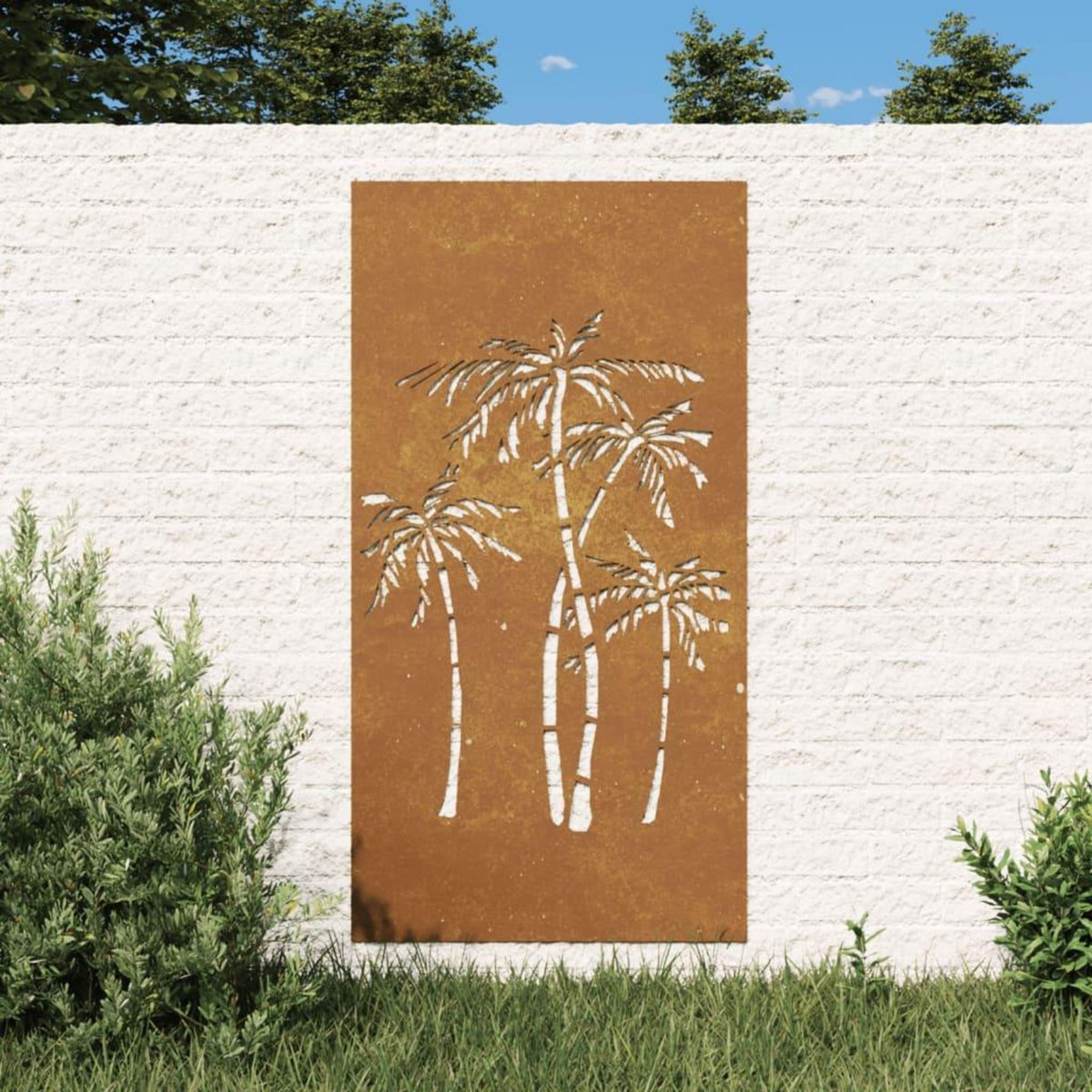 VIDAXL Decoration murale jardin 105x55 cm acier corten design palmier