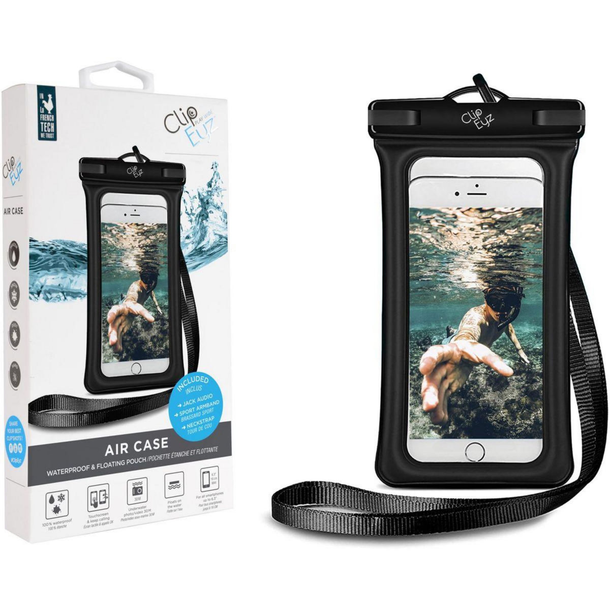 CLIPEYZ Etui Pochette étanche tout terrain noir