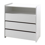 Paris Prix Commode 3 Tiroirs & 1 Niche  Kiddy  90cm Blanc
