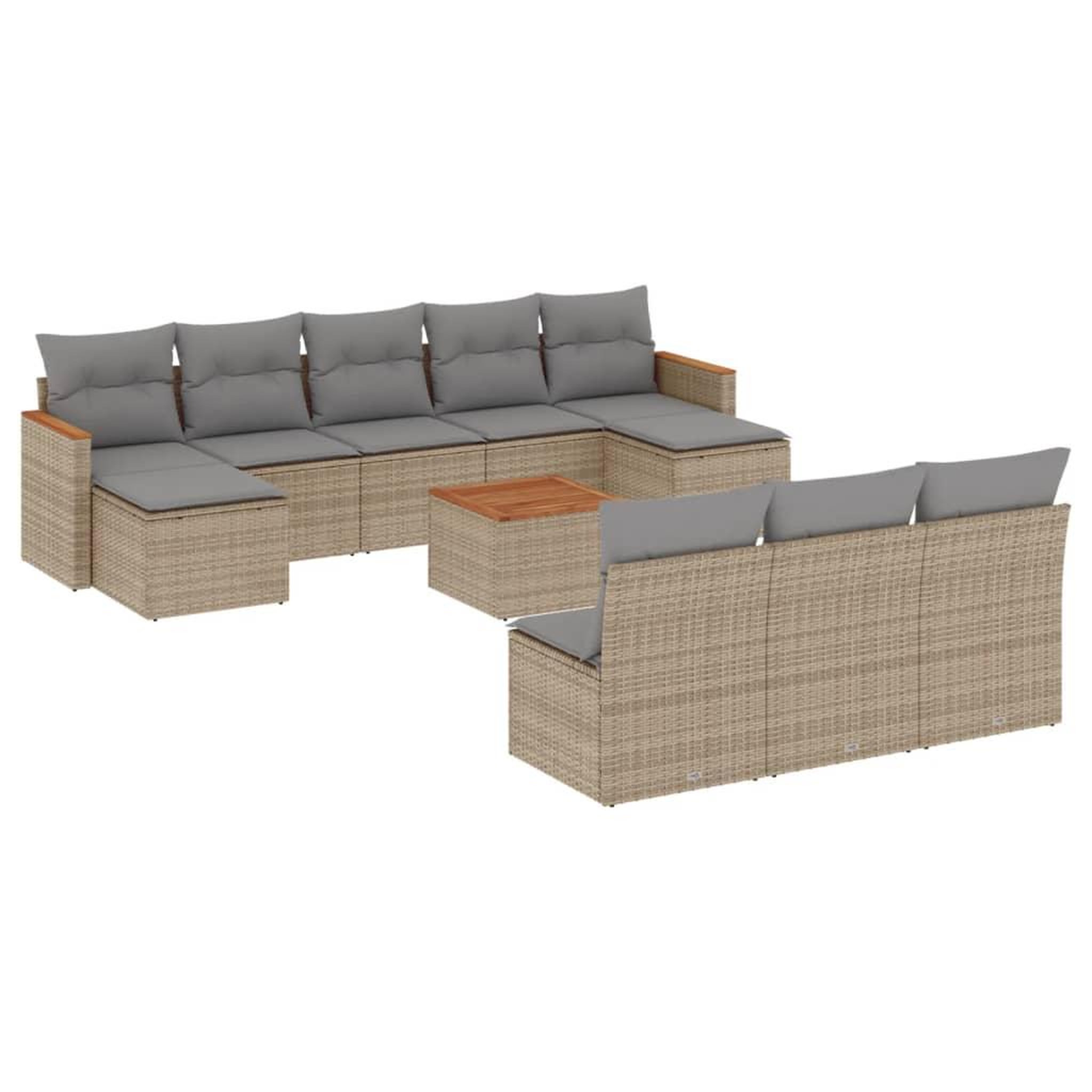 Voir la diapositive 2 : VIDAXL Salon de jardin 11 pcs avec coussins beige resine tressee