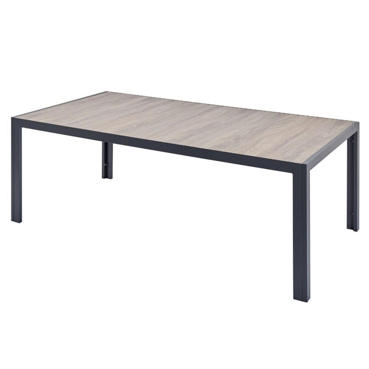 CONCEPT USINE Table Aluminium et plateau effet bois 10 personnes LAGOS