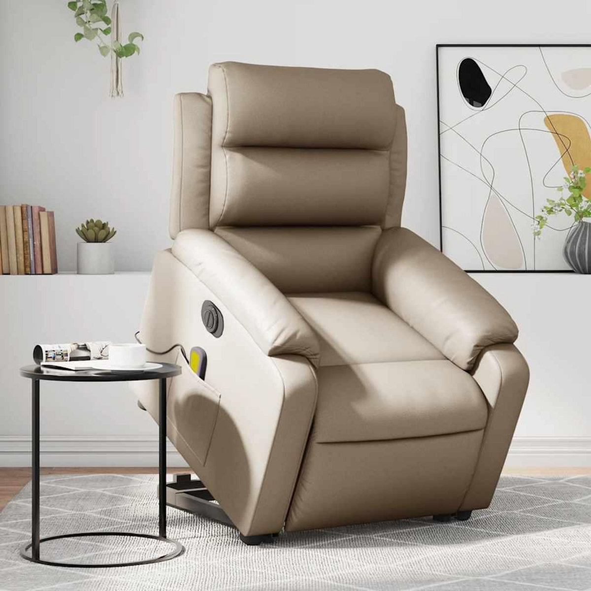 VIDAXL Fauteuil inclinable de massage electrique cappuccino similicuir