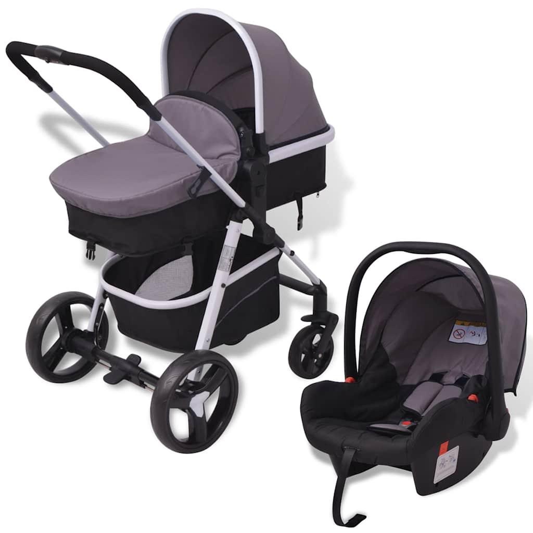 Voir la diapositive 1 : VIDAXL Poussette 3-en-1 Aluminium Gris et noir