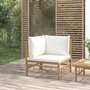Voir la diapositive 1 : VIDAXL Canape d'angle de jardin avec coussins blanc creme bambou