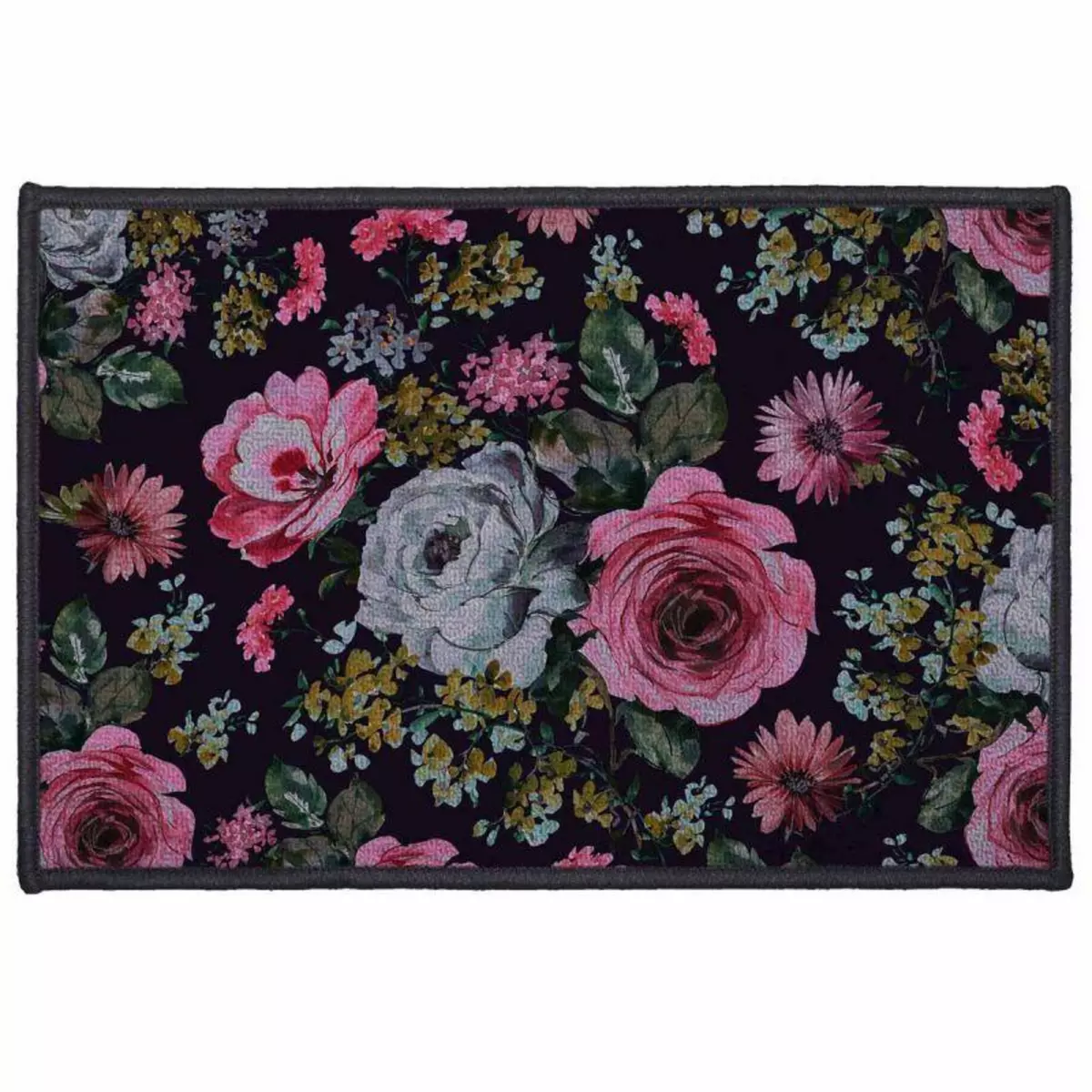 Paris Prix Tapis Déco  Flower Life  40x60cm Prune & Rose