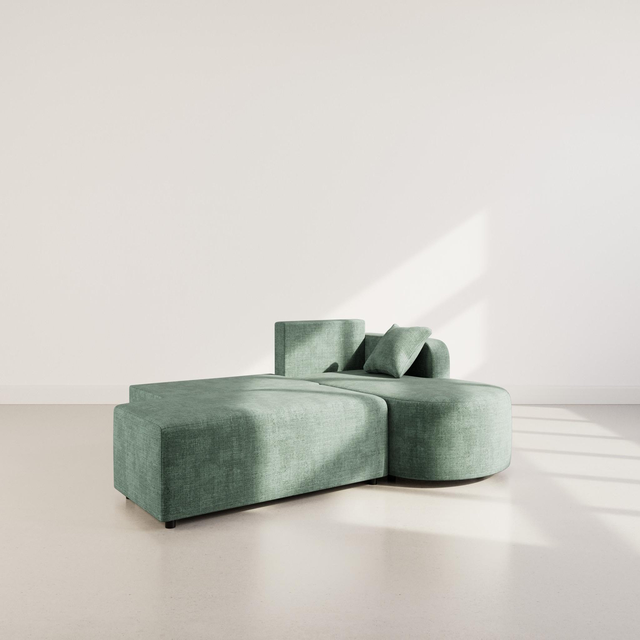 Voir la diapositive 2 : BEST MOBILIER Miro - canapé d'angle droit 4 places convertible avec coffre en velours texturé
