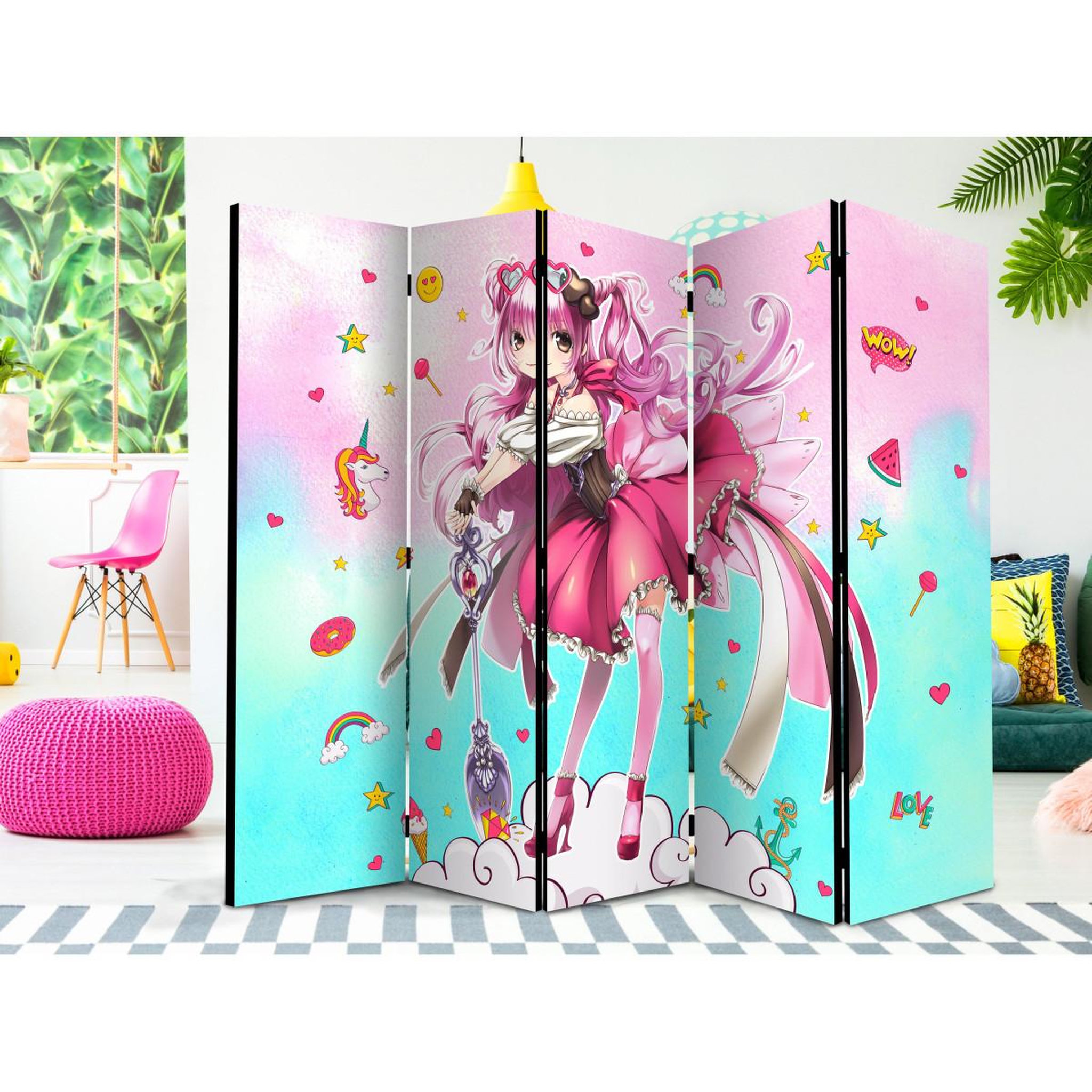 Voir la diapositive 2 : Paris Prix Paravent 5 volets  sorceress miko  172x225cm