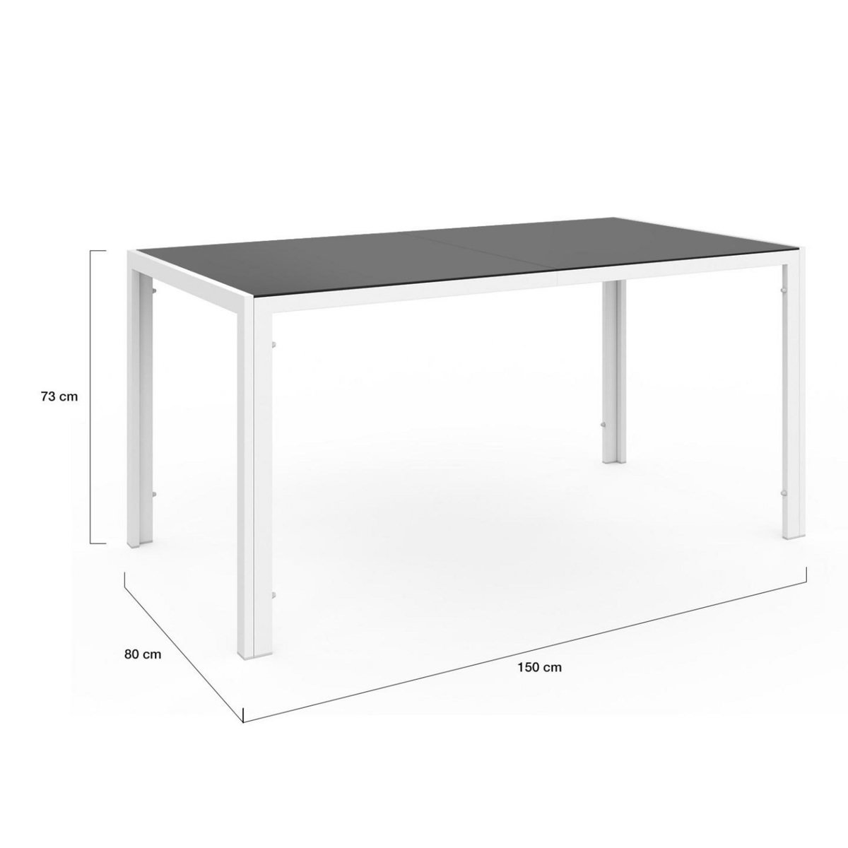 ID MARKET Salon de jardin MADRID table 150 CM et 6 chaises empilables blanc et gris