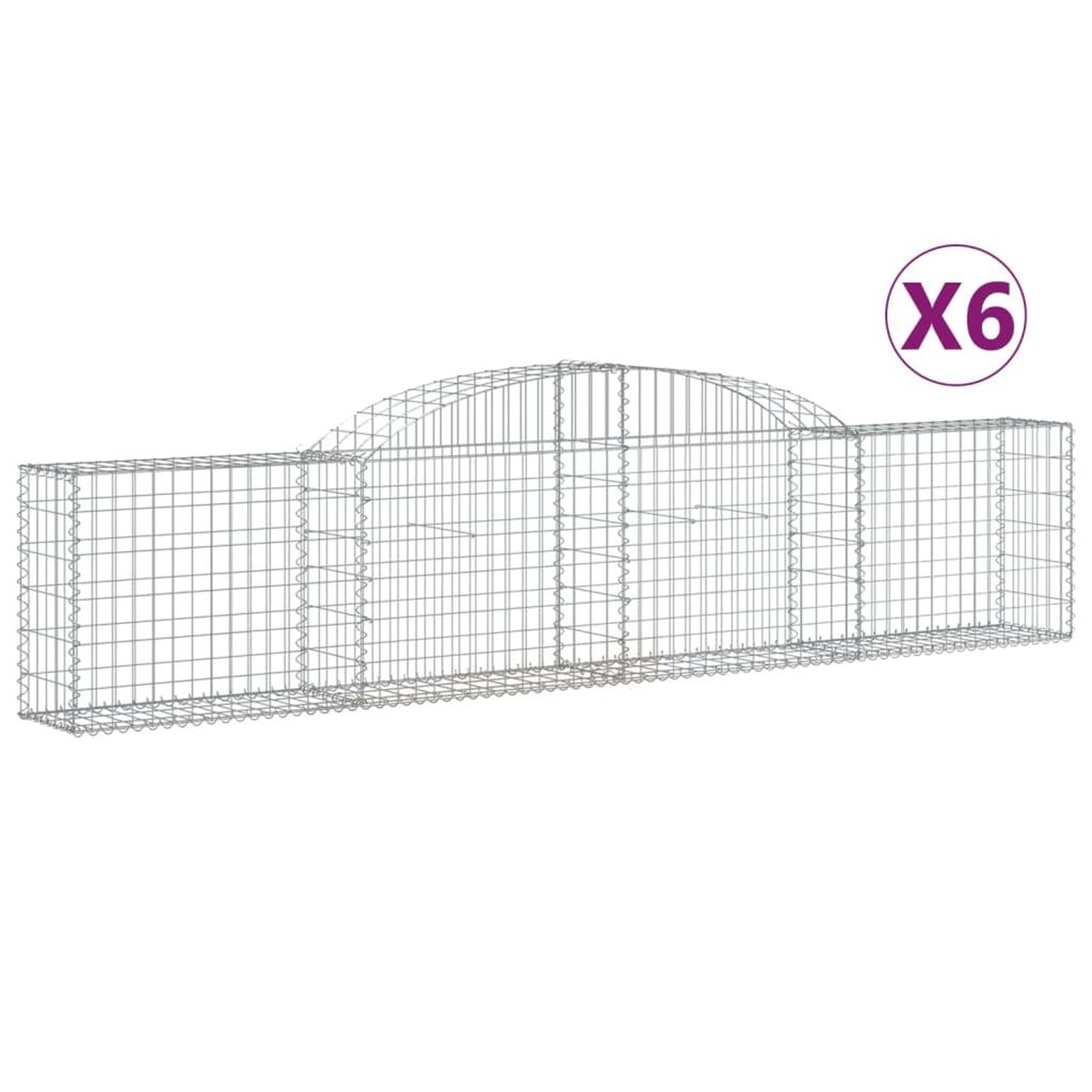 Voir la diapositive 2 : VIDAXL Paniers a gabions arques 6 pcs 300x30x60/80 cm Fer galvanise