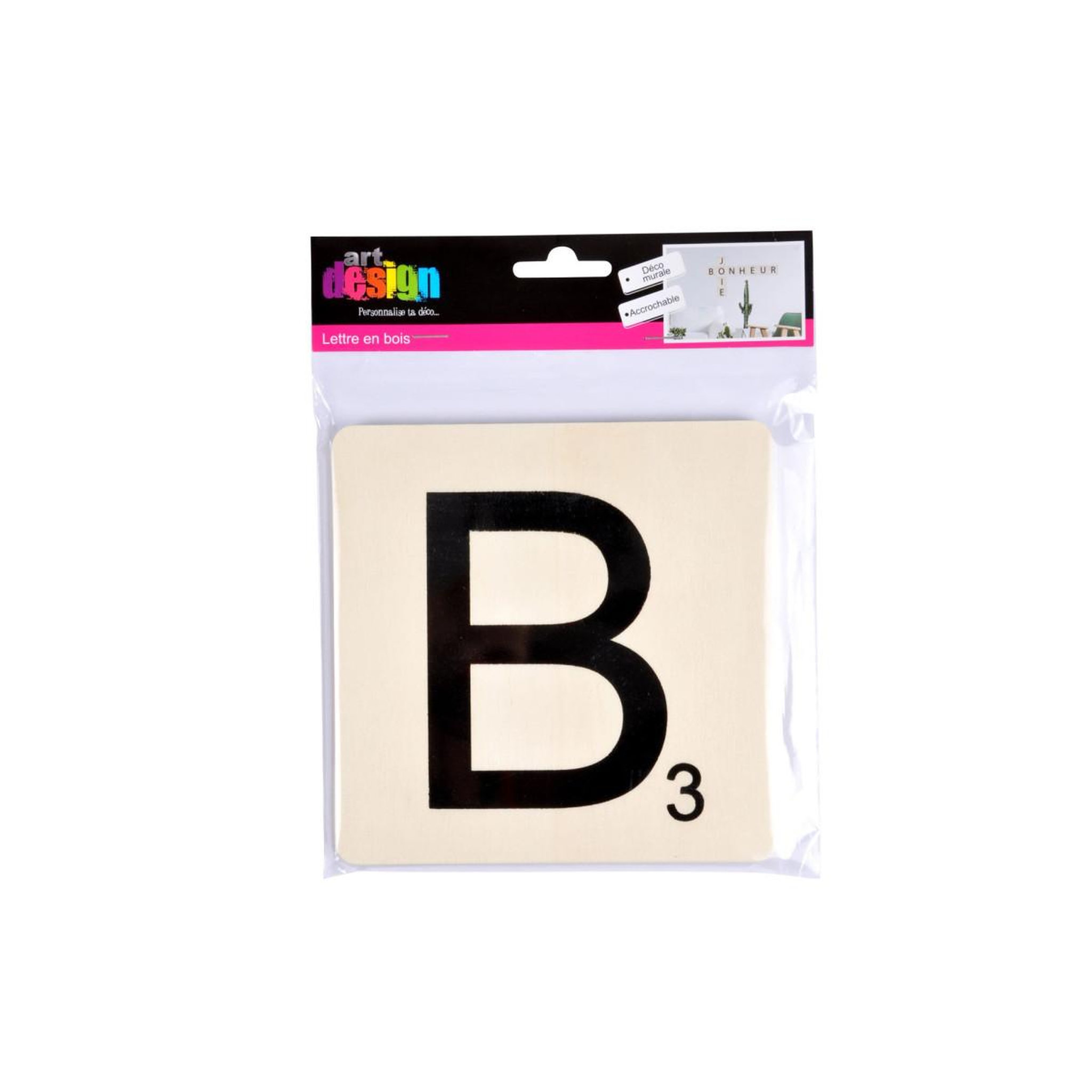 Voir la diapositive 2 : HOMEA Décoration Murale en Bois  Lettre B  15x15cm Naturel