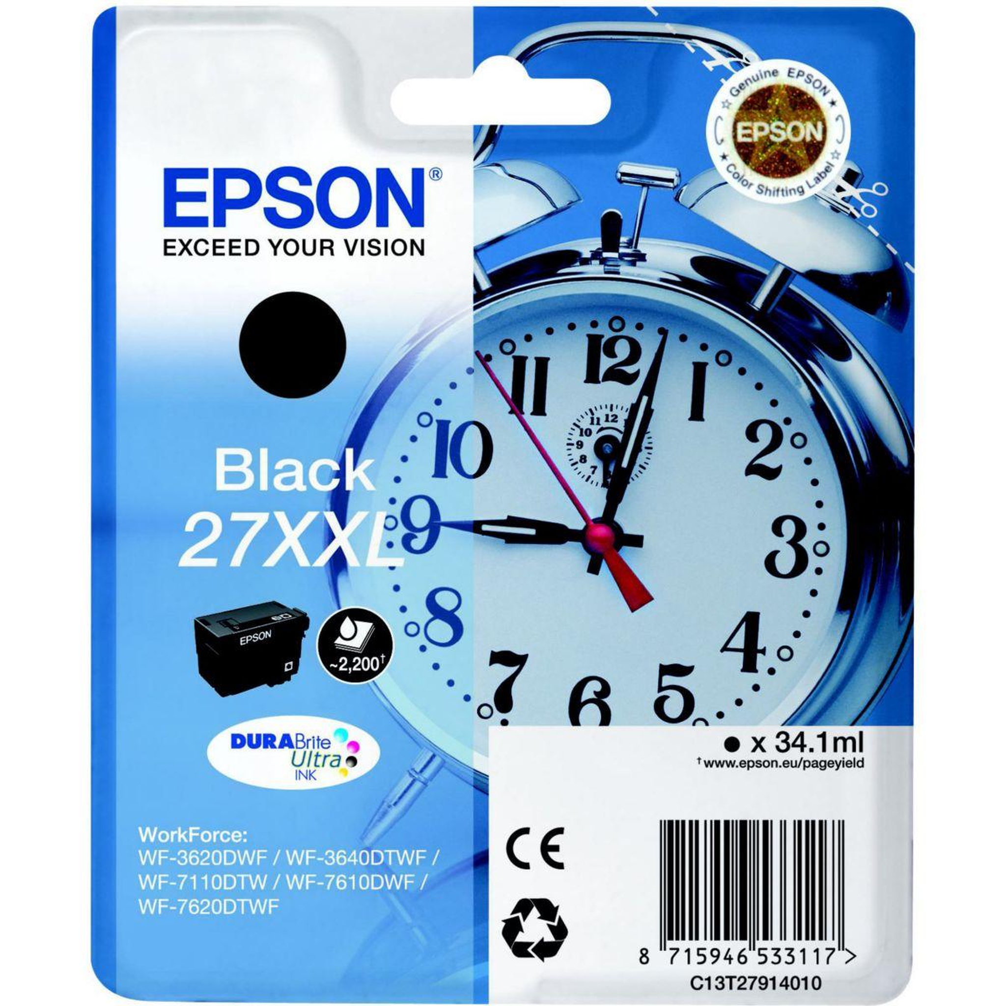 Epson Cartouche d'encre originale t2791 xxl haute capacité noire série réveil - c13t27914010