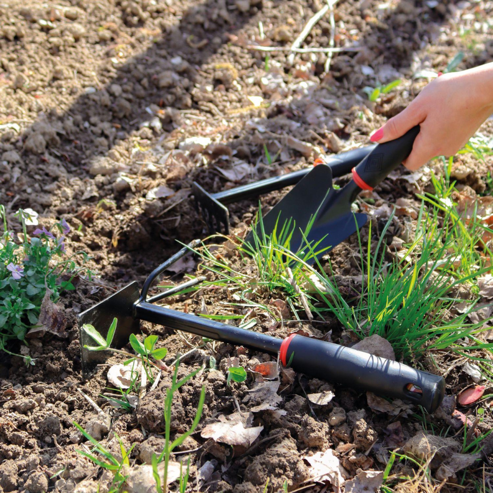 Voir la diapositive 5 : LINXOR Lot de 3 outils de jardinage à main en acier inoxydable - Noir