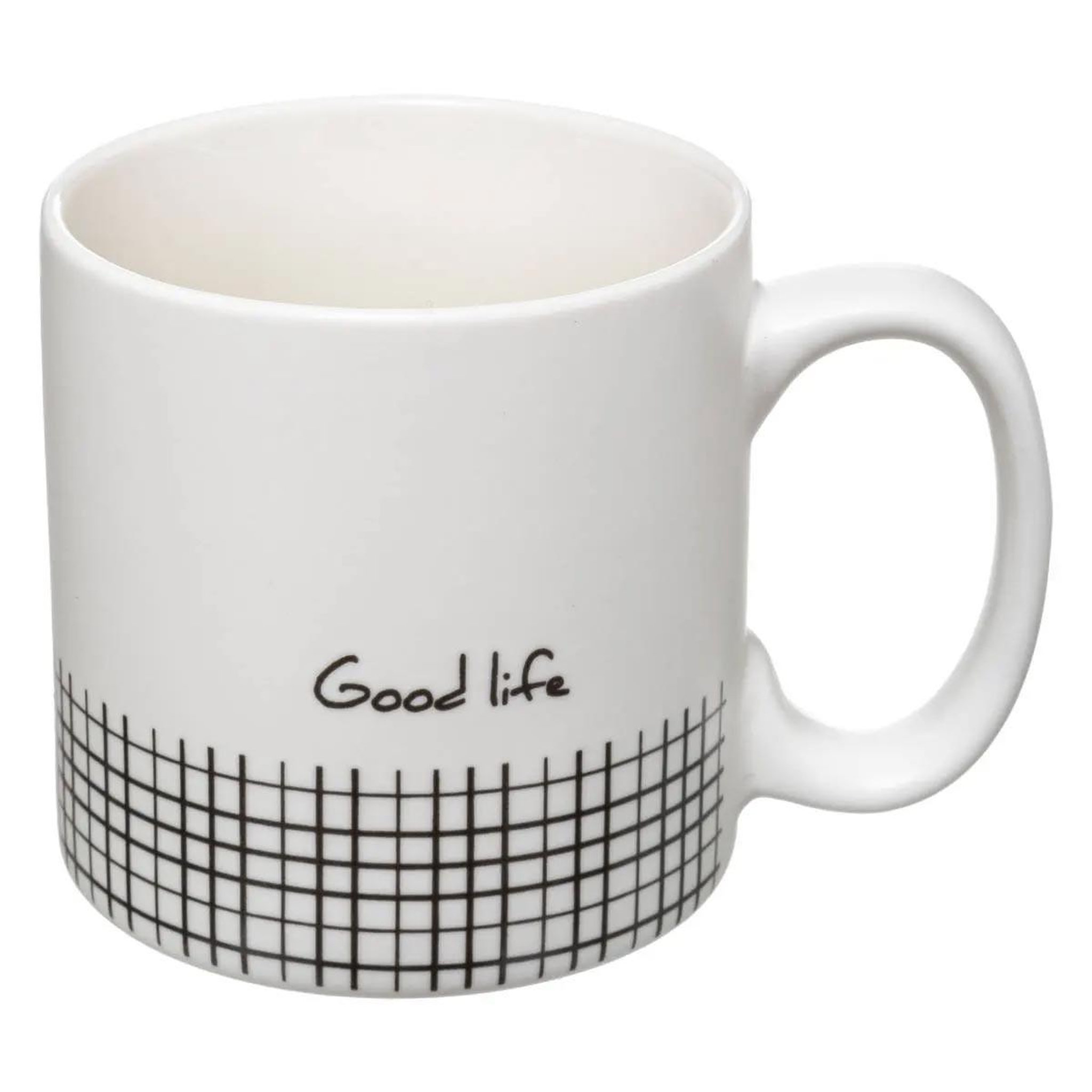 Voir la diapositive 4 : SECRET DE GOURMET Lot de 4 mugs & rack design  life  24cl blanc