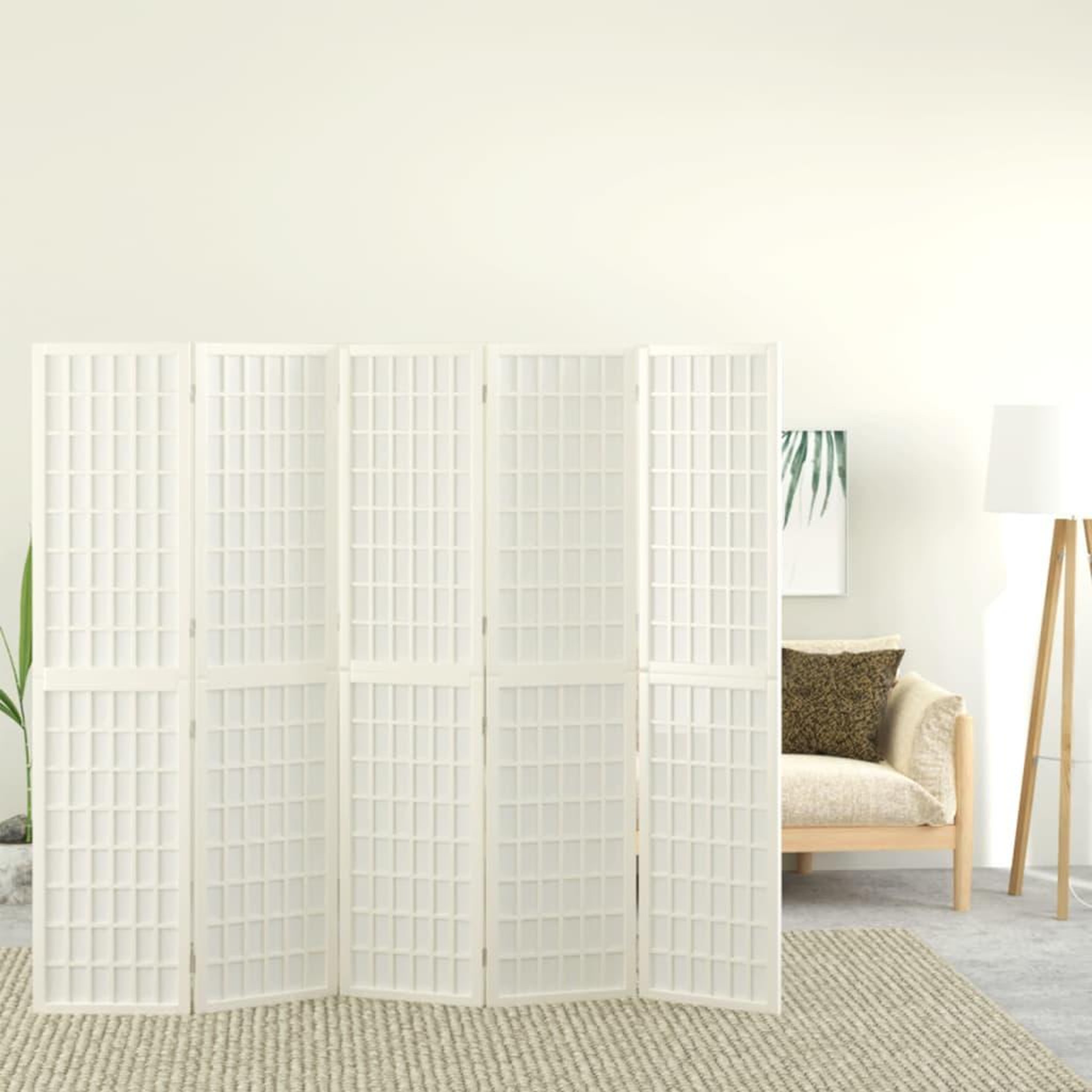 VIDAXL Cloison de separation pliable 5 panneaux 200x170 cm Blanc