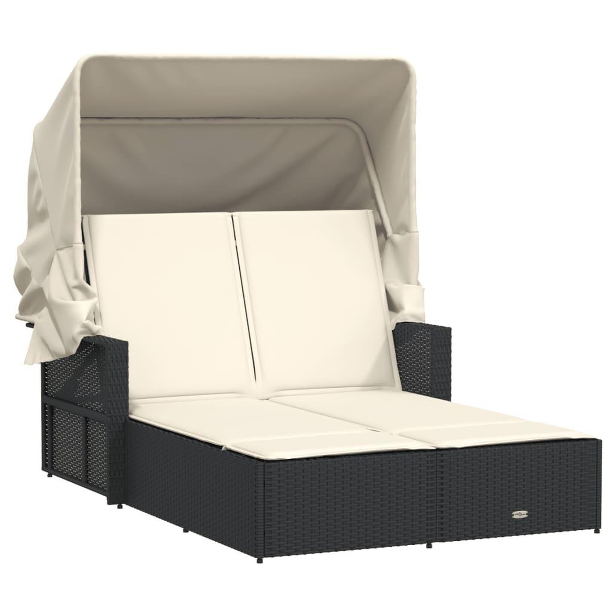 Voir la diapositive 2 : VIDAXL Chaise longue double et auvent et coussins noir resine tressee