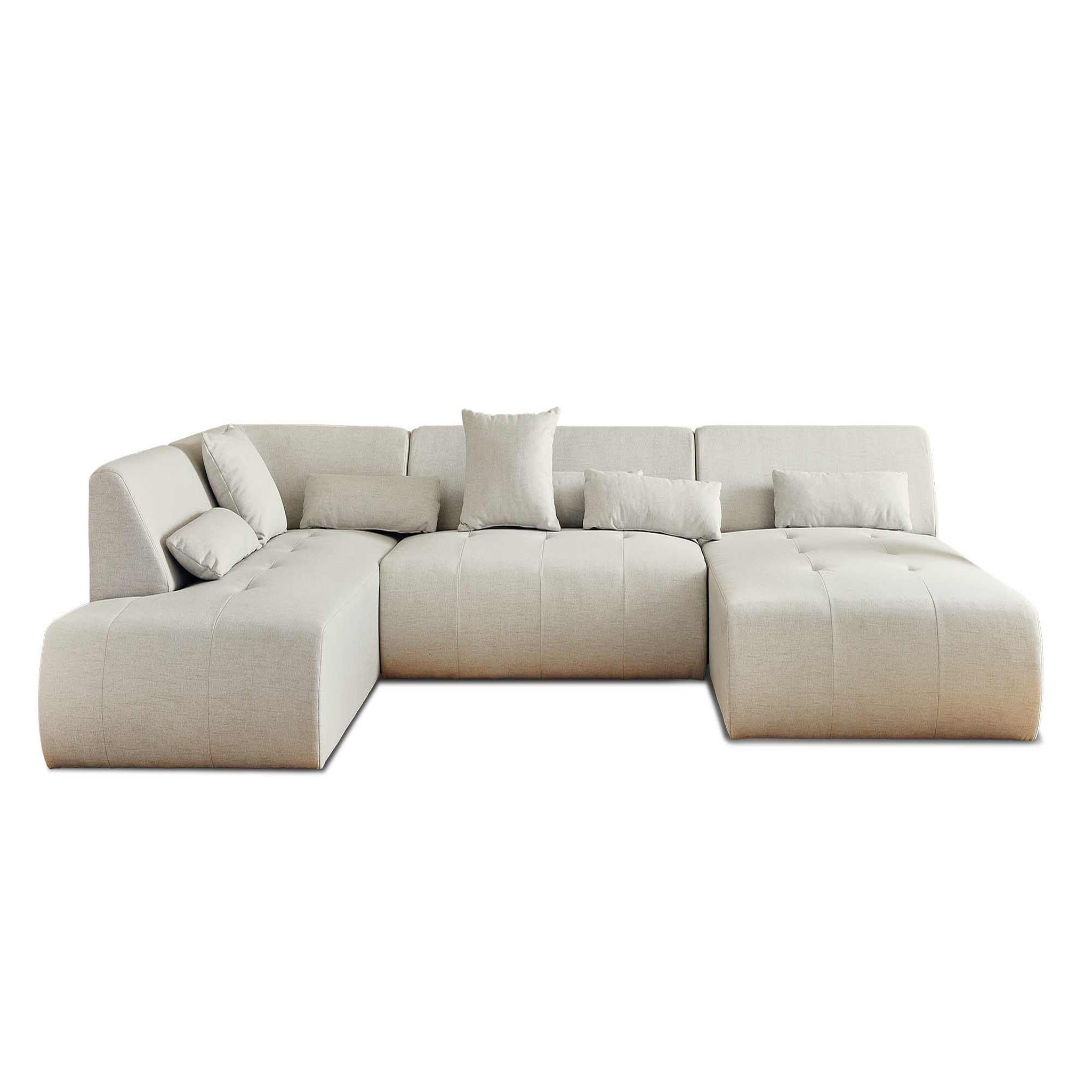 Voir la diapositive 1 : BEST MOBILIER Onyx - canapé panoramique d'angle gauche 7 places - en tissu
