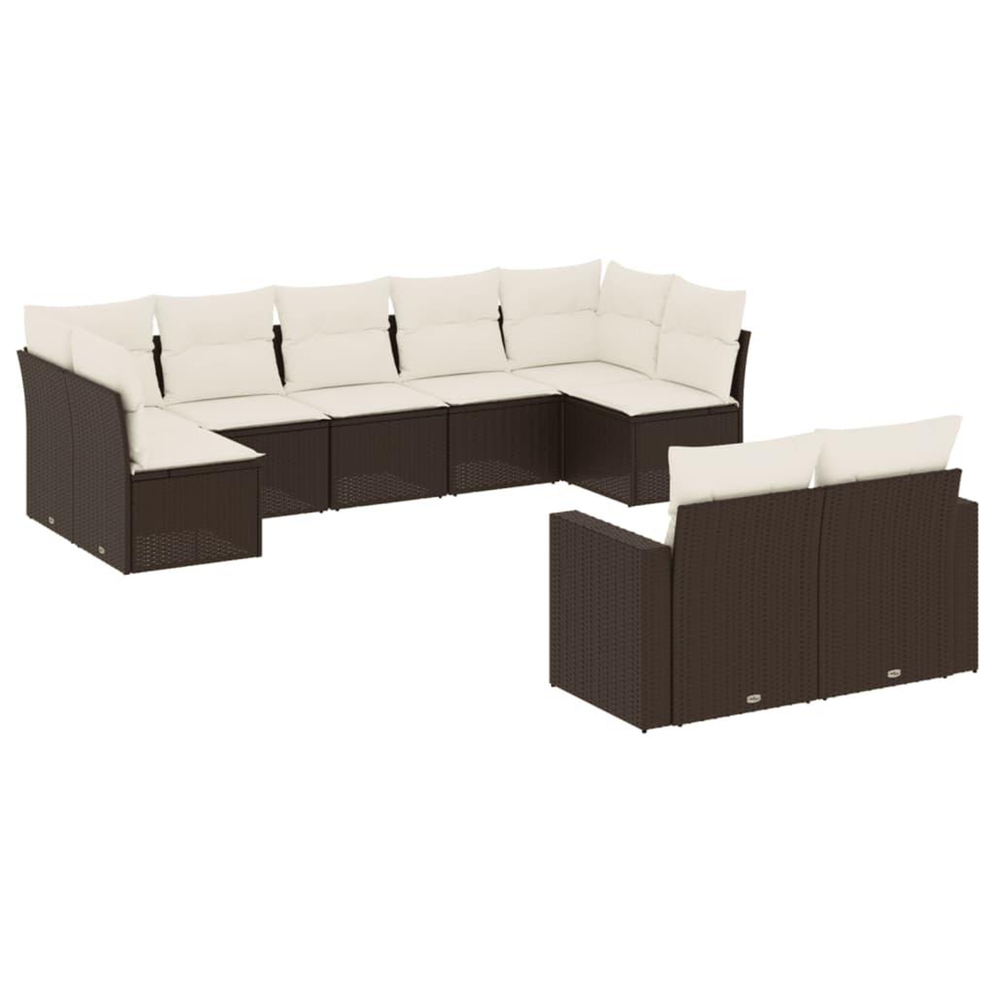 Voir la diapositive 2 : VIDAXL Salon de jardin avec coussins 9 pcs marron resine tressee