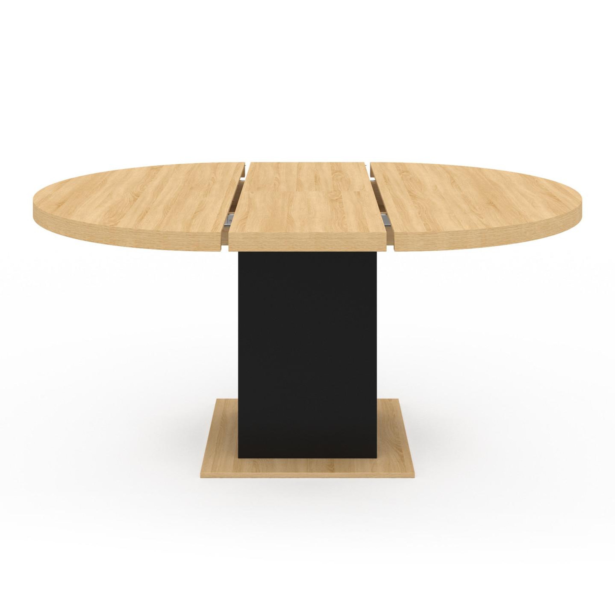 Voir la diapositive 3 : ID MARKET Table à manger extensible ronde eden 4-8 personnes bois et noir 120-160 cm