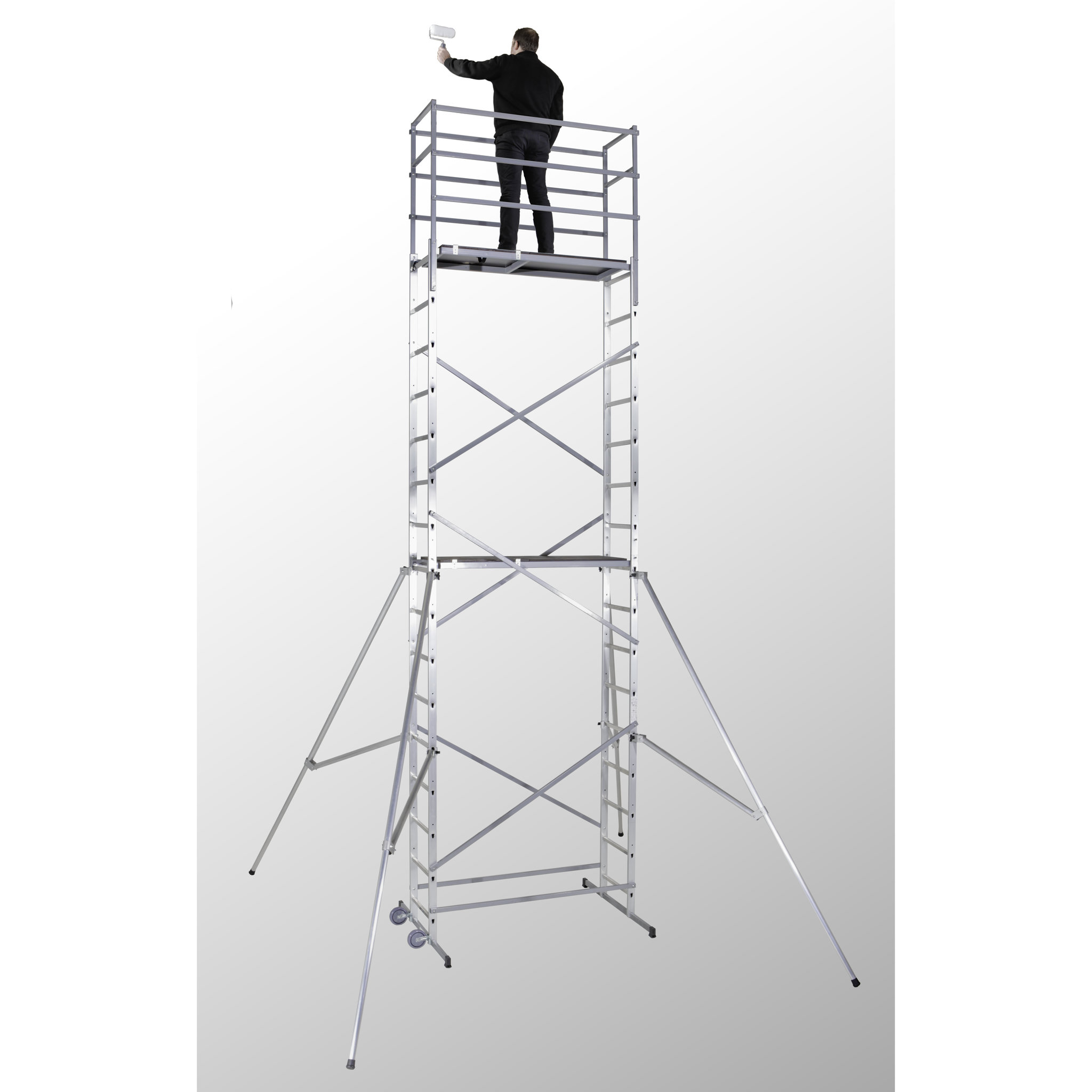 Voir la diapositive 2 : HAILO Echafaudage roulant d'escalier 7m en aluminium - HOBBYSTEP H7