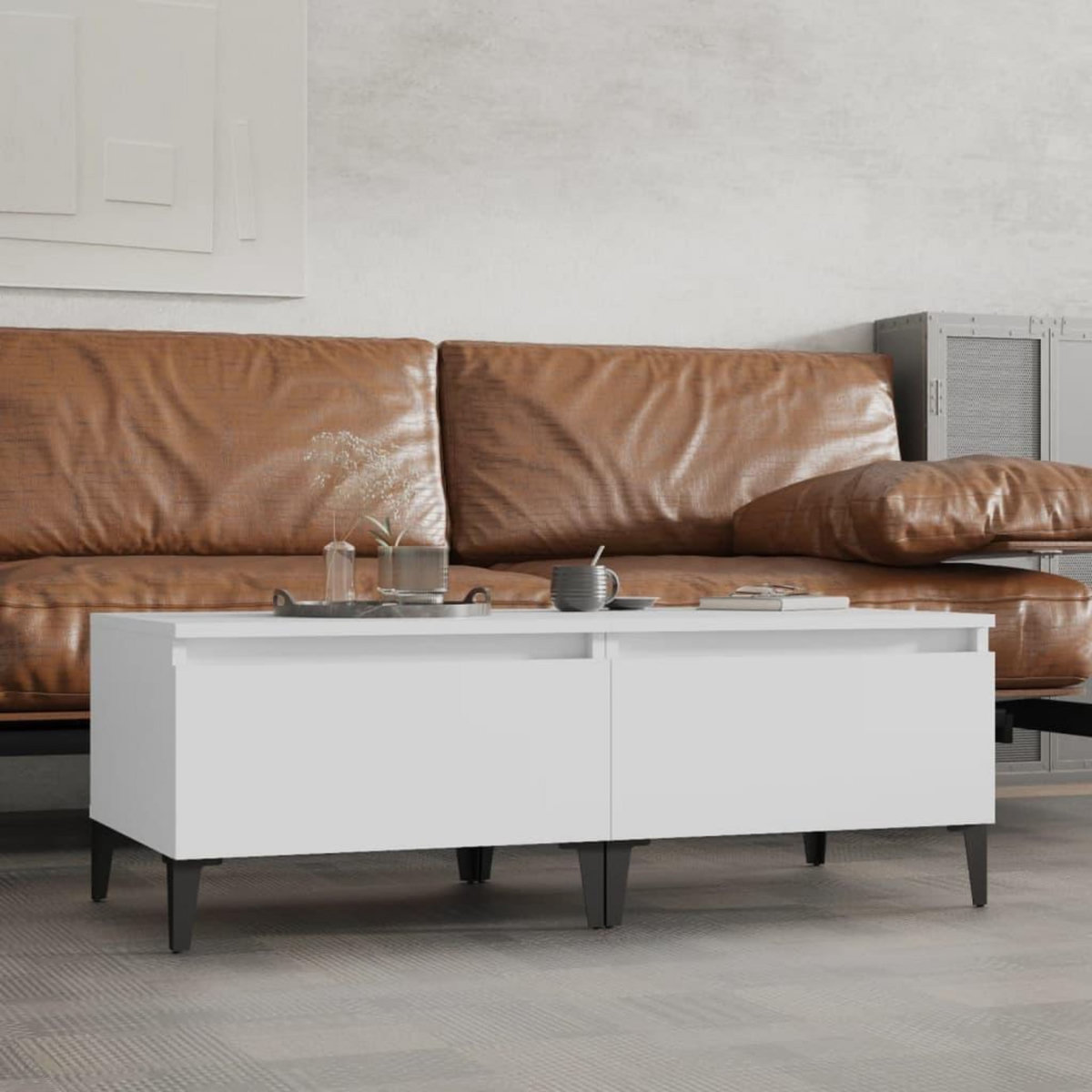 VIDAXL Tables d'appoint 2 pcs Blanc 50x46x35 cm Bois d'ingenierie