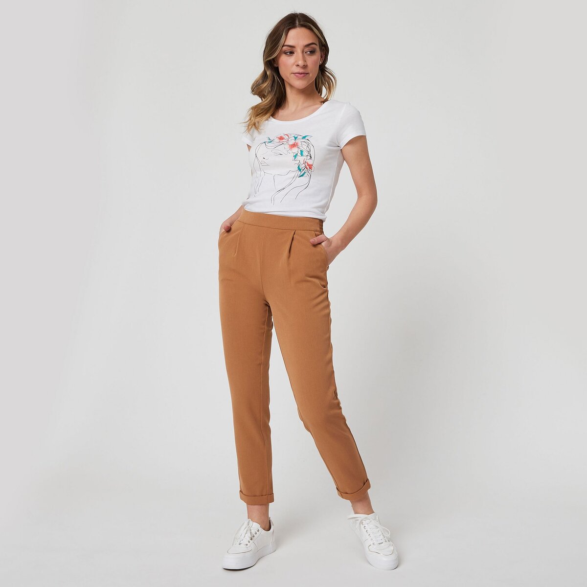 Pantalon femme taille elastique hotsell pas cher